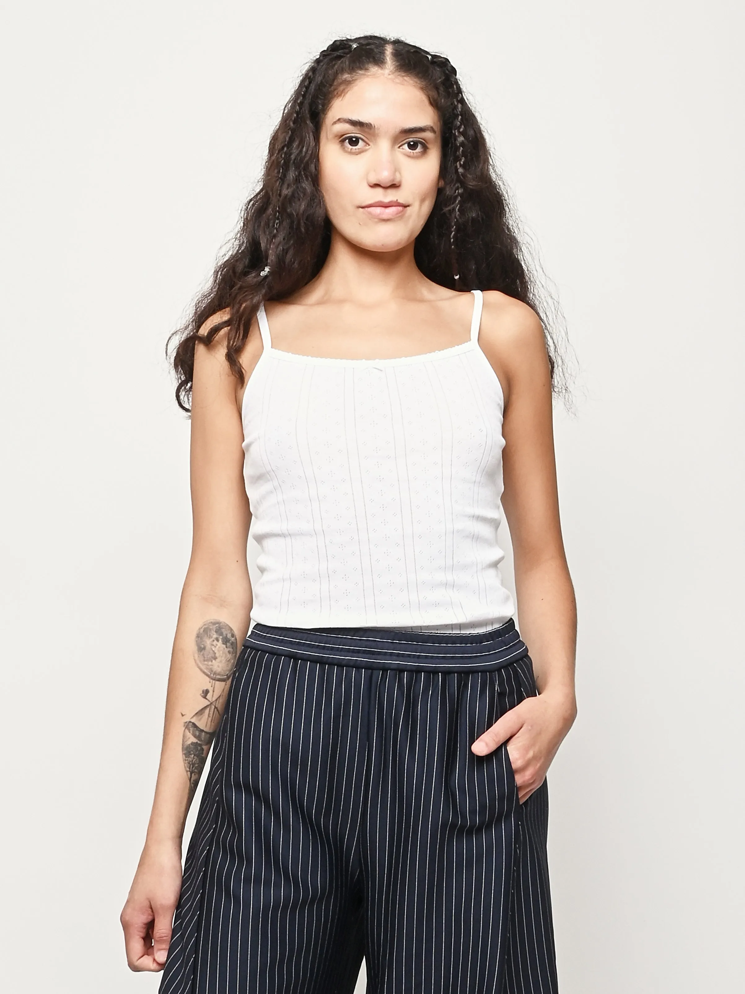 The Picot Tank Regular White Pointelle sold by Frances May Houseline product image thumbnail 2