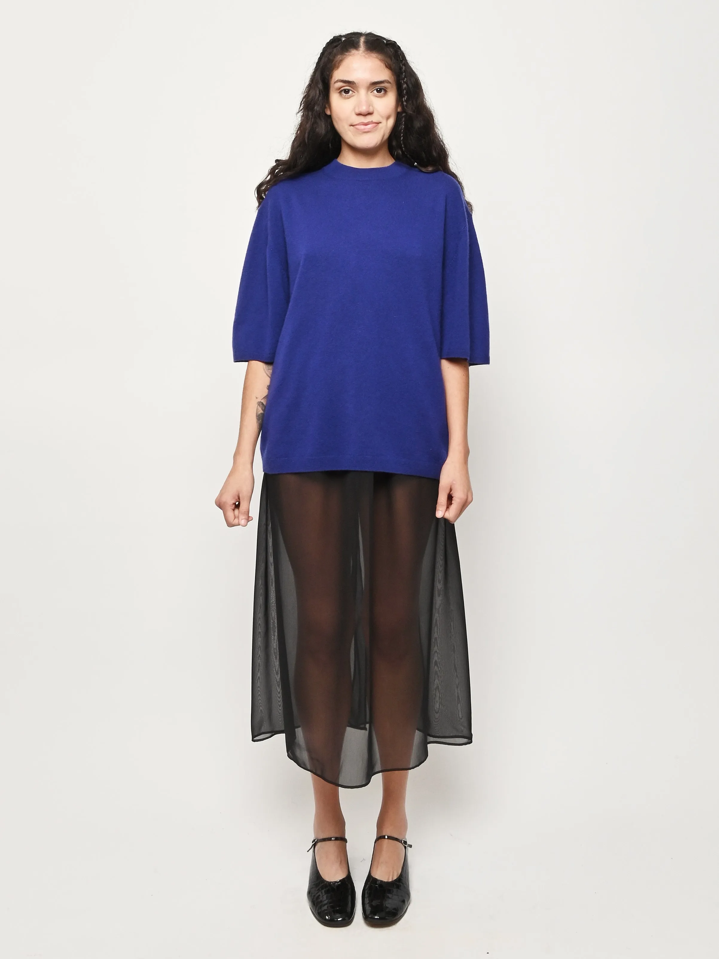 Ink Blue Washable Cashmere Oversized Easy T sold by Frances May Houseline