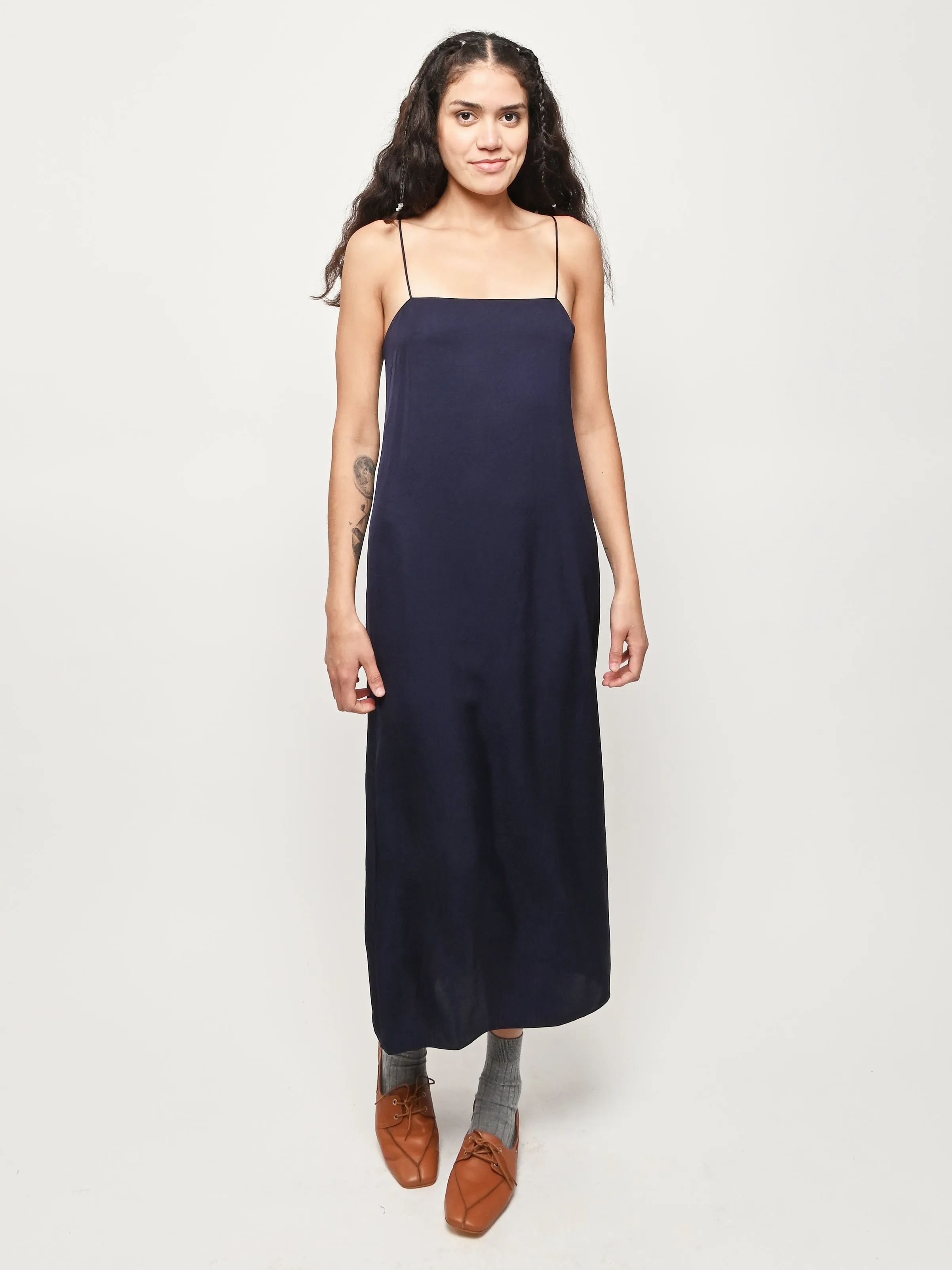 Navy The Slip Dress sold by Frances May Houseline