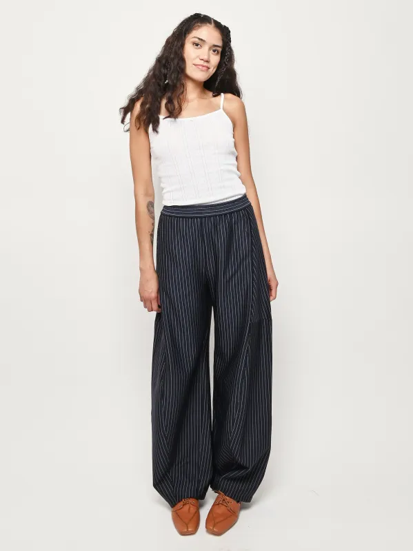Navy Multi Pinstripe Active Knit Winslow Pant sold by Frances May Houseline