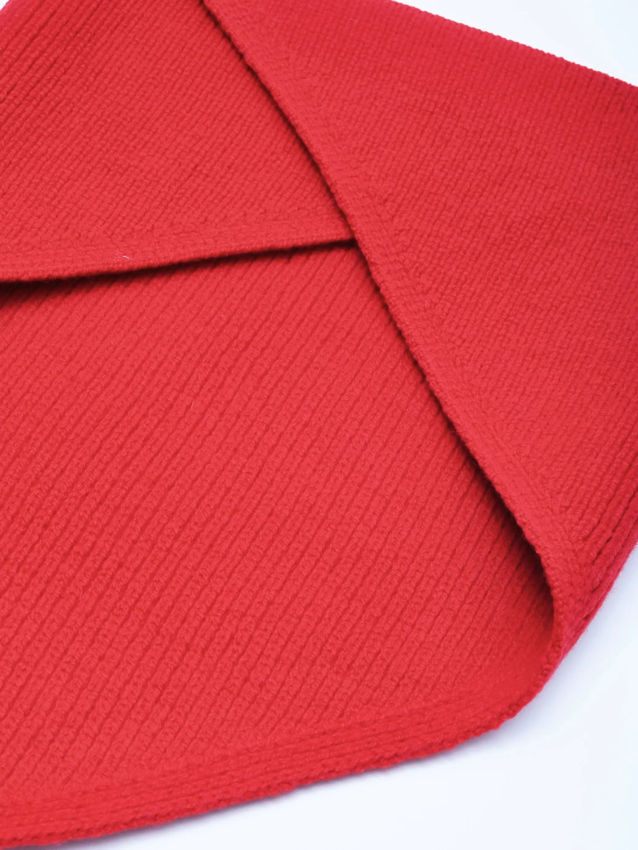 Crimson Isos 12GG Triangle Scarf sold by Frances May Houseline