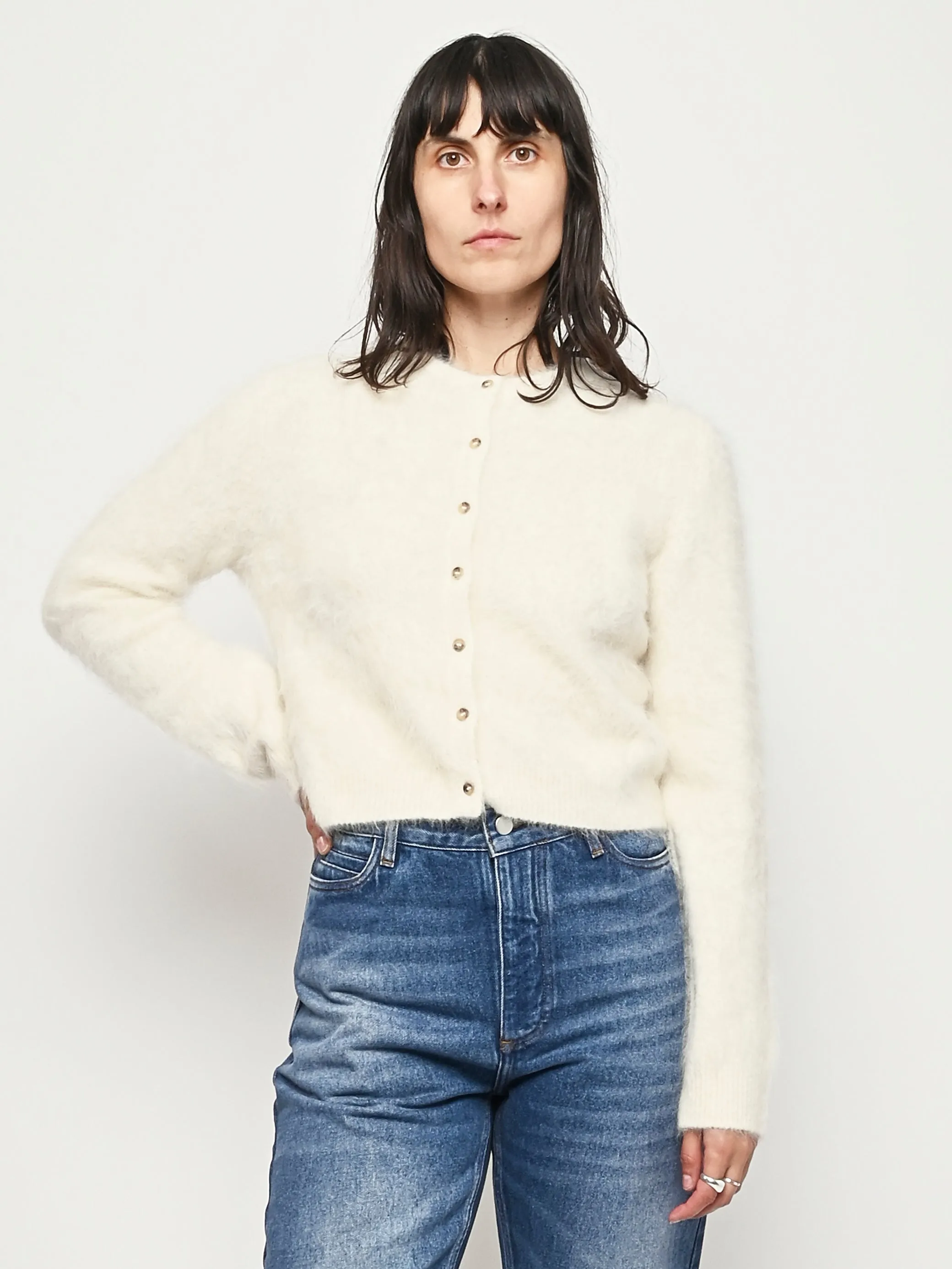 Feather White Alpaca Cardigan sold by Frances May Houseline product image thumbnail 2