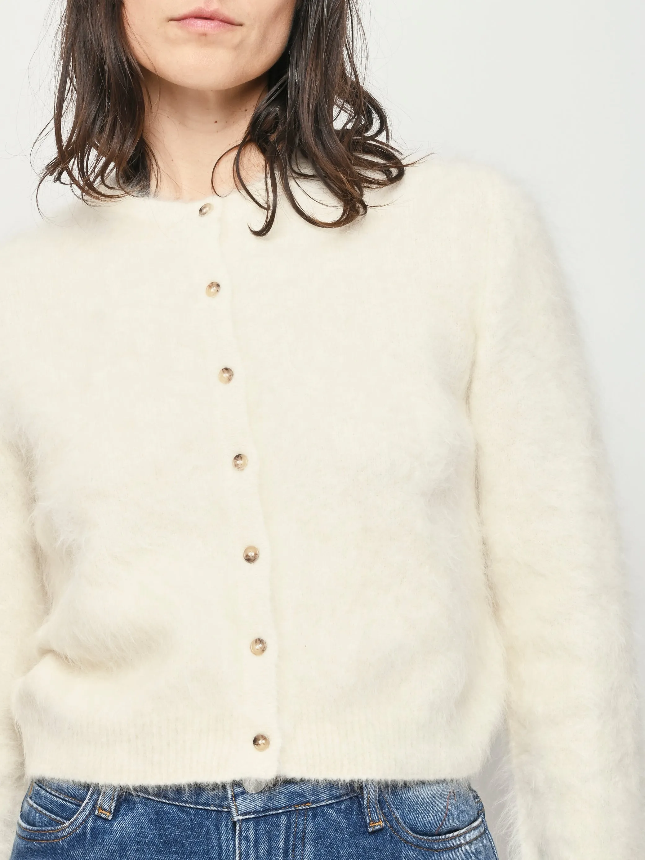 Feather White Alpaca Cardigan sold by Frances May Houseline product image thumbnail 3