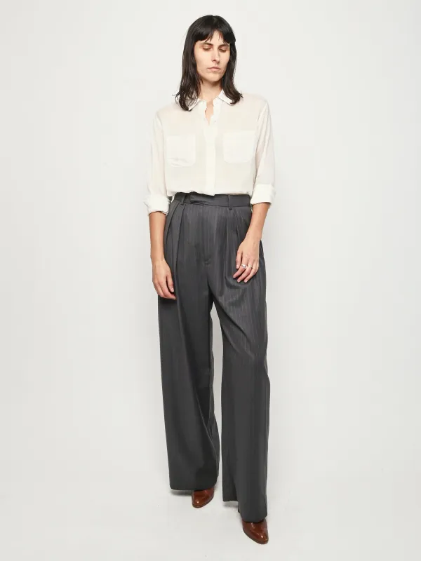 Charcoal Wide Leg Pleated Trouser sold by Frances May Houseline