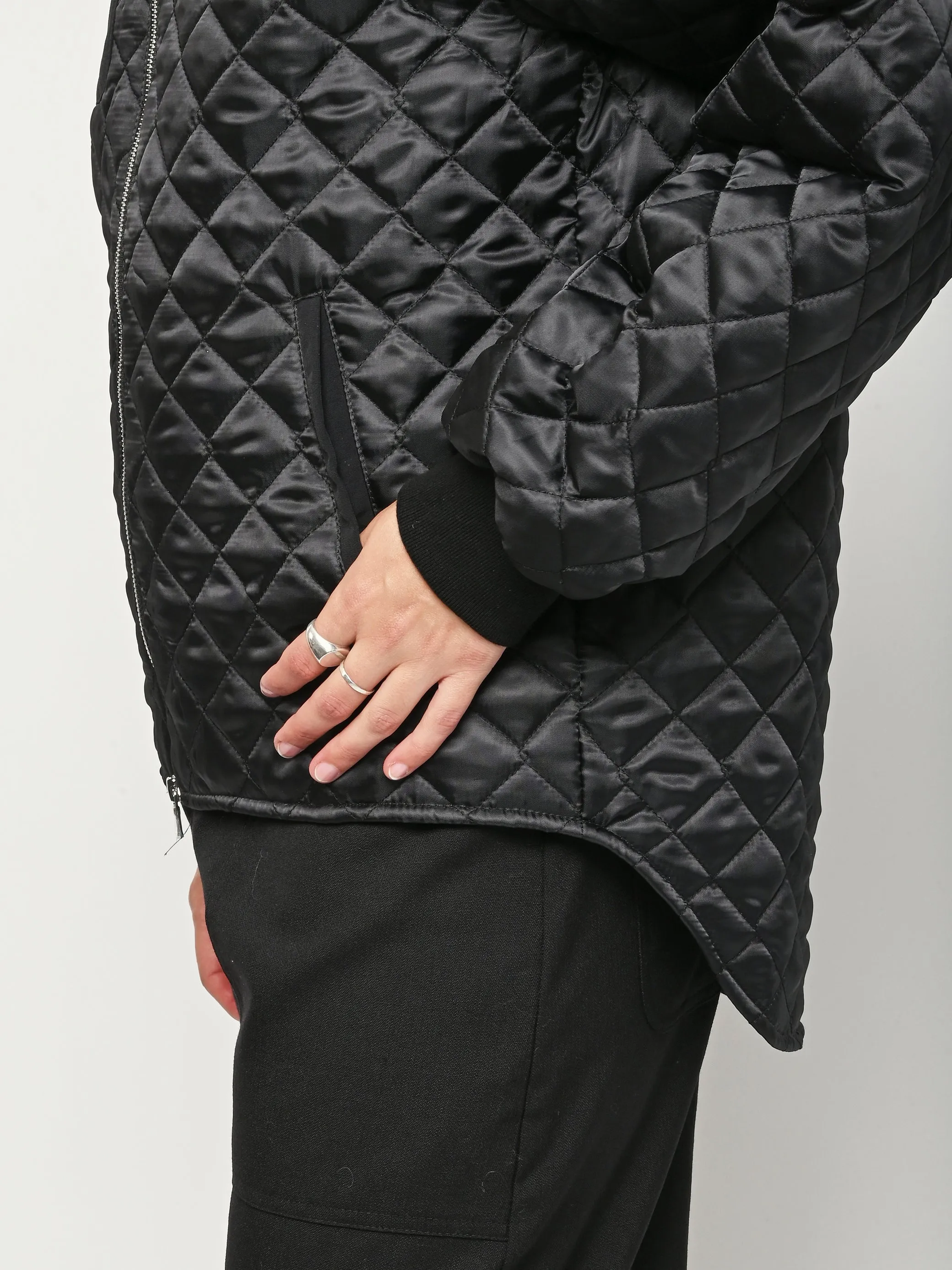 Black Oversize Quilted Bomber sold by Frances May Houseline product image thumbnail 5