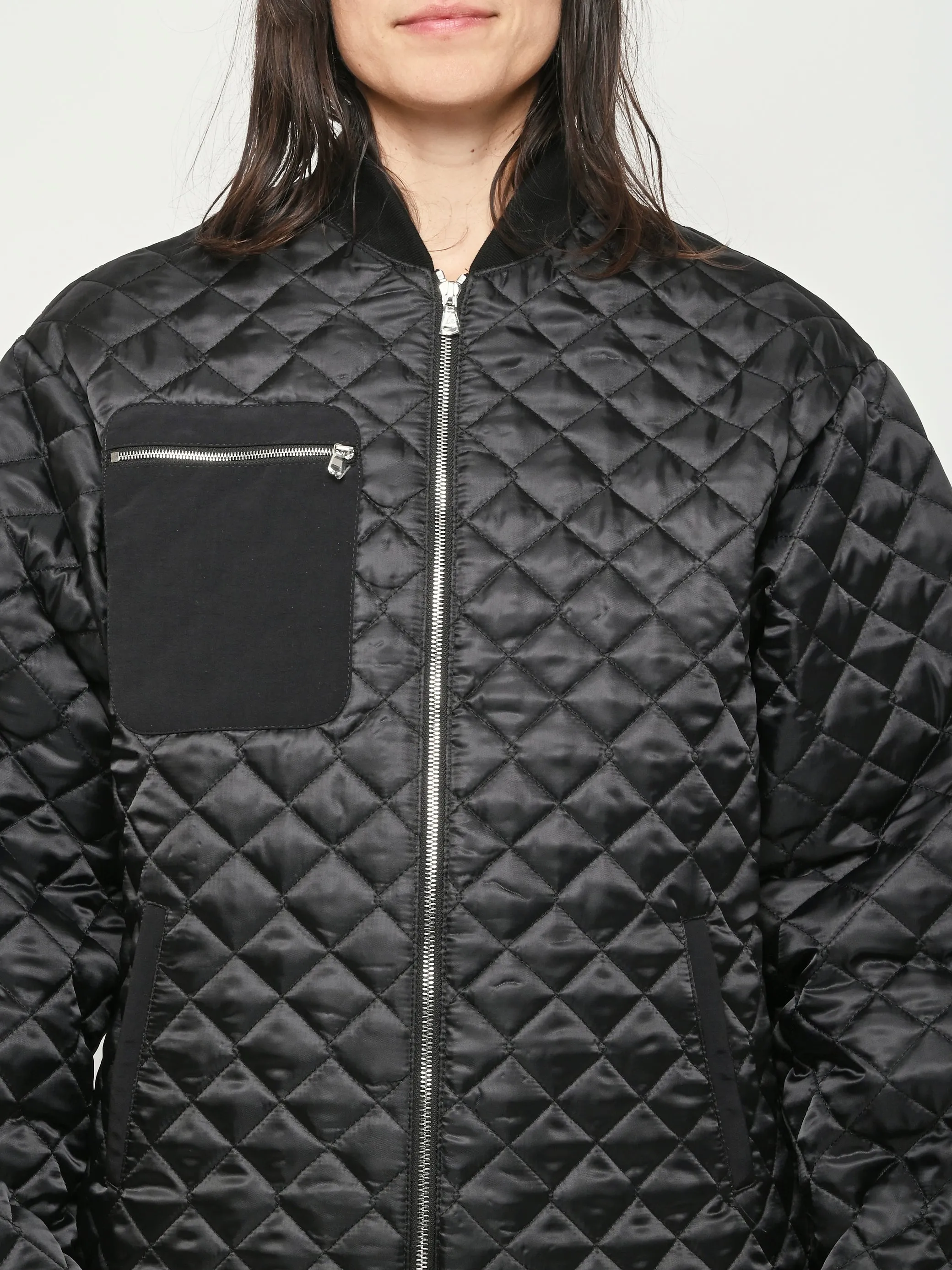 Black Oversize Quilted Bomber sold by Frances May Houseline product image thumbnail 3