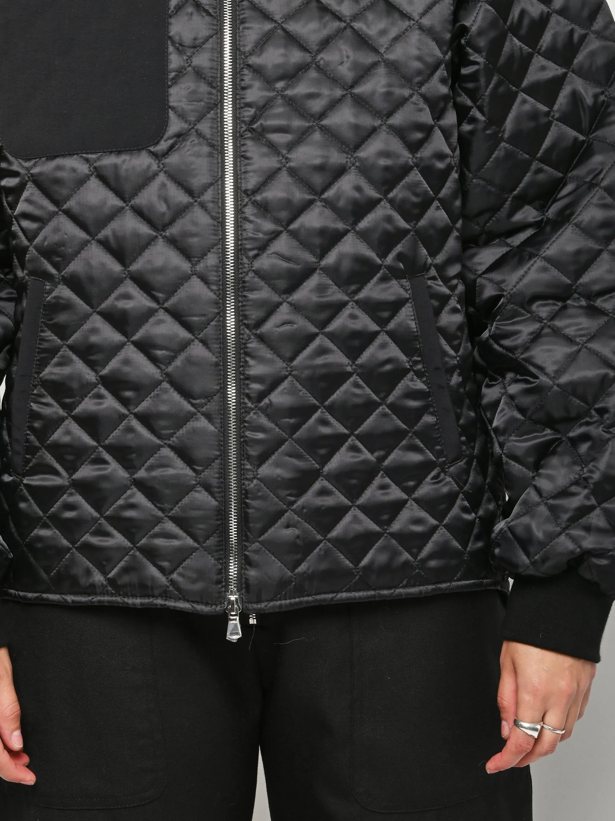 Black Oversize Quilted Bomber sold by Frances May Houseline product image thumbnail 4
