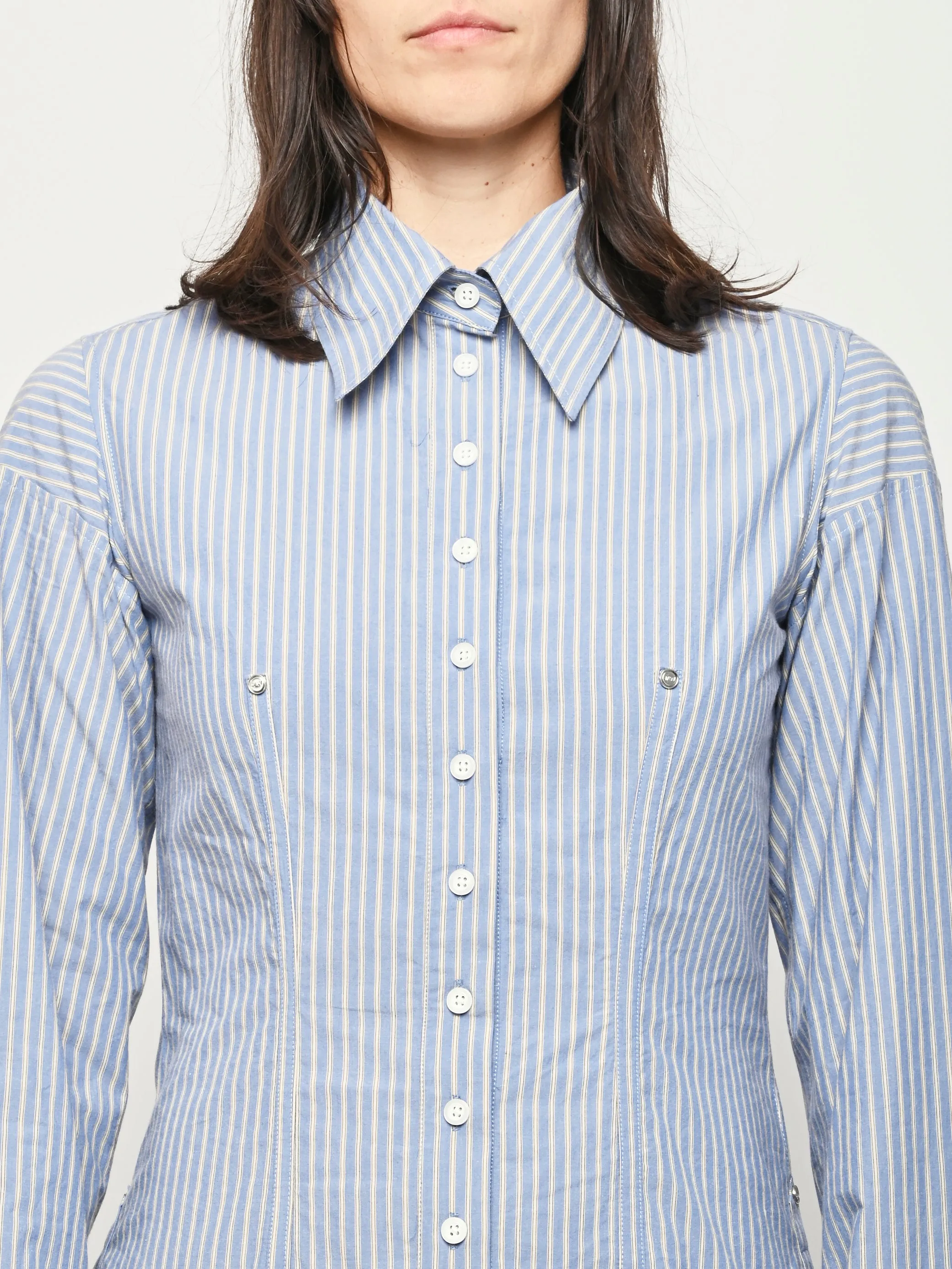 Blue Stripe Button Down Dress sold by Frances May Houseline product image thumbnail 4