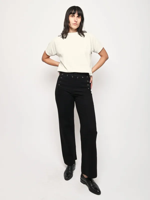 Black Denim Sailor Trousers sold by Frances May Houseline