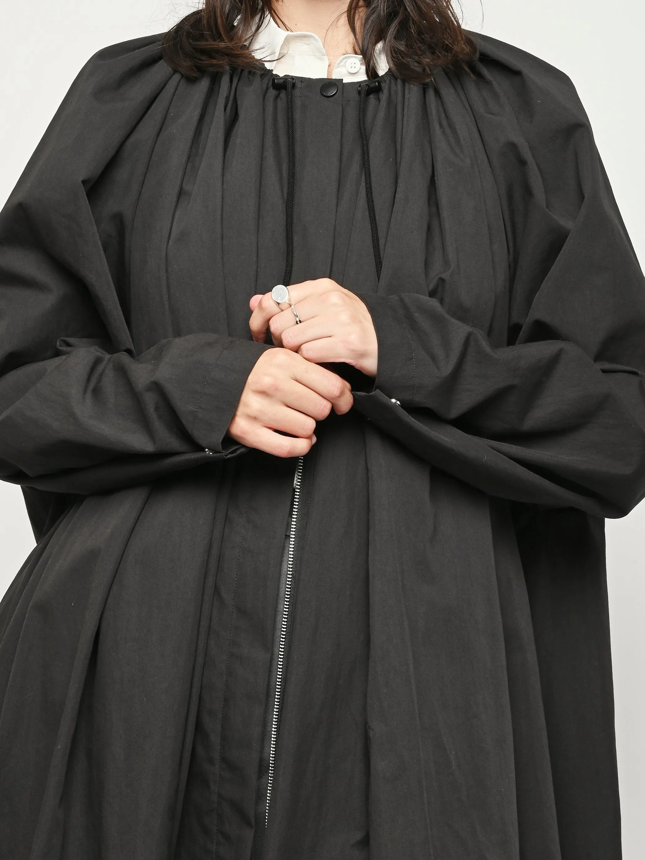 Black Gathered Parachute Coat sold by Frances May Houseline product image thumbnail 4