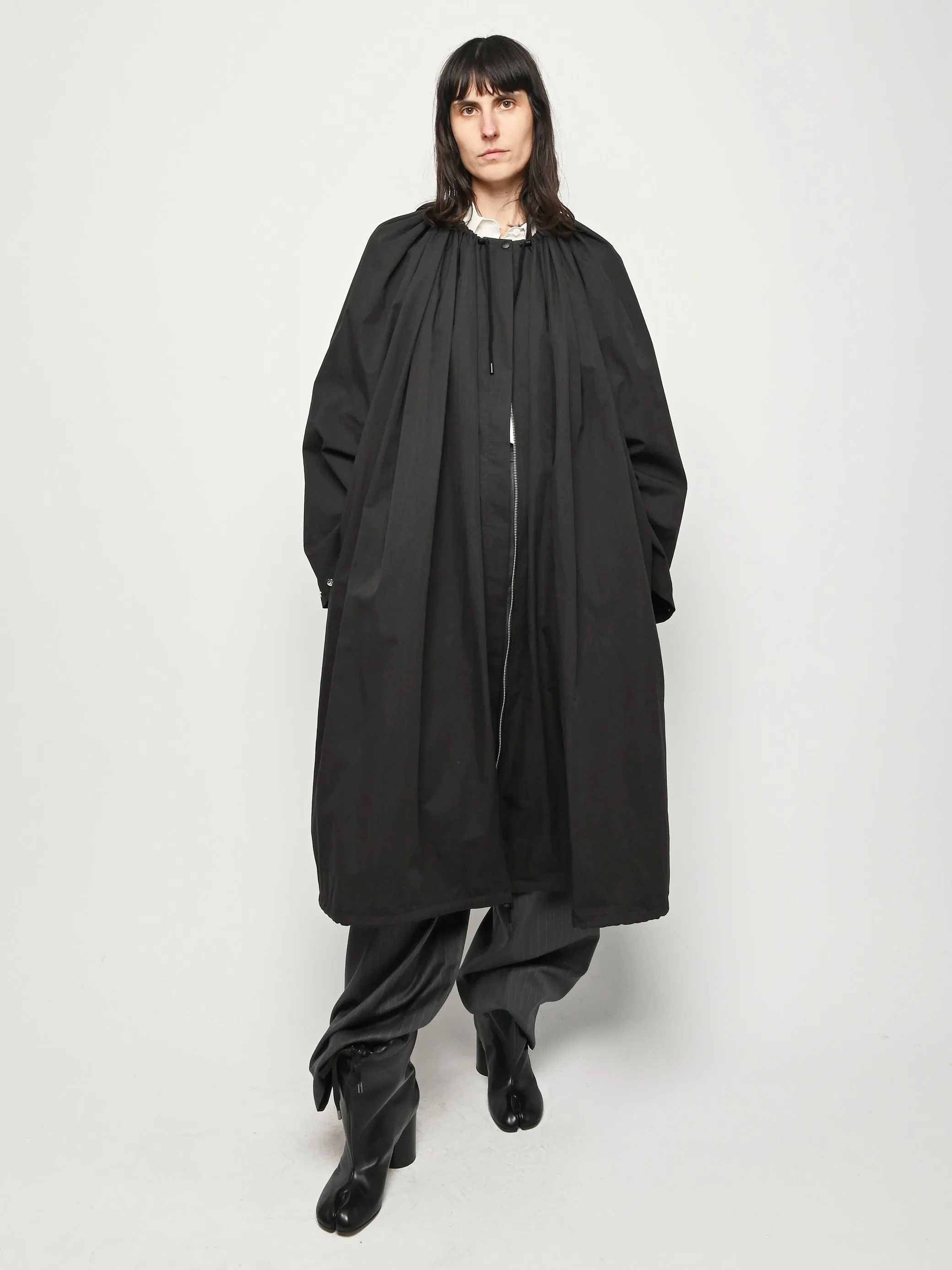 Black Gathered Parachute Coat sold by Frances May Houseline product image thumbnail 2