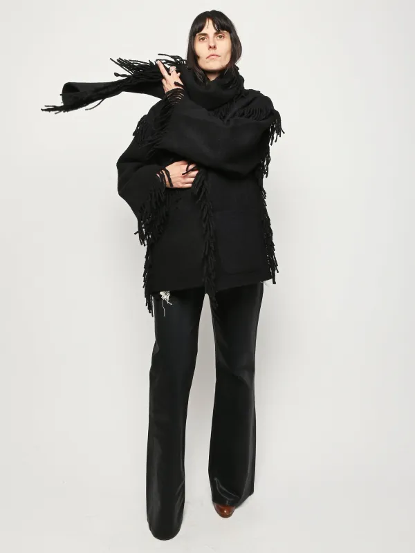 Black Fringed Scarf Jacket sold by Frances May Houseline