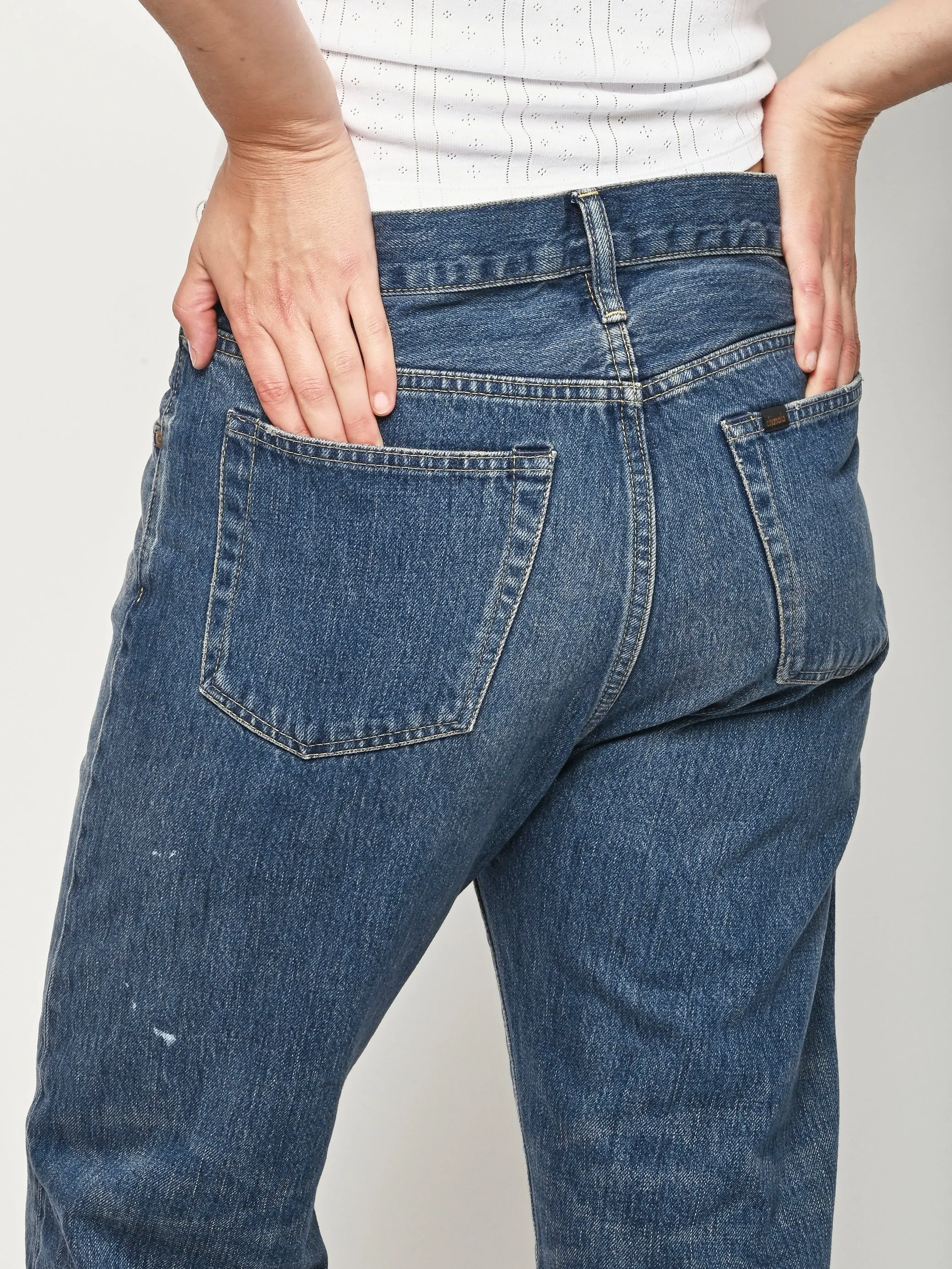 Vintage Dark Selvedge Denim Used Ankle Cut sold by Frances May Houseline product image thumbnail 5