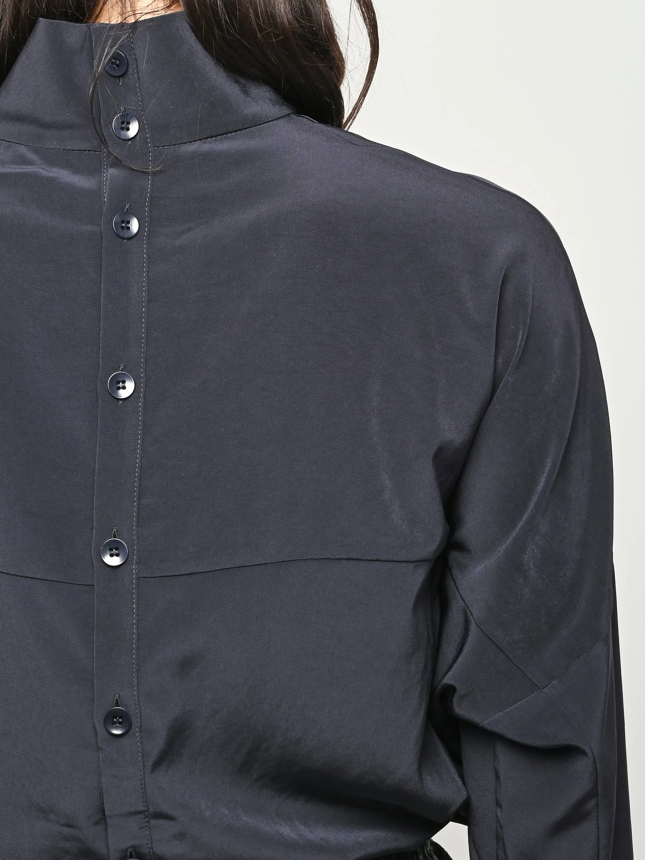 Navy Relaxed Suiting Funnel Neck Dolman Sleeve Top sold by Frances May Houseline product image thumbnail 3