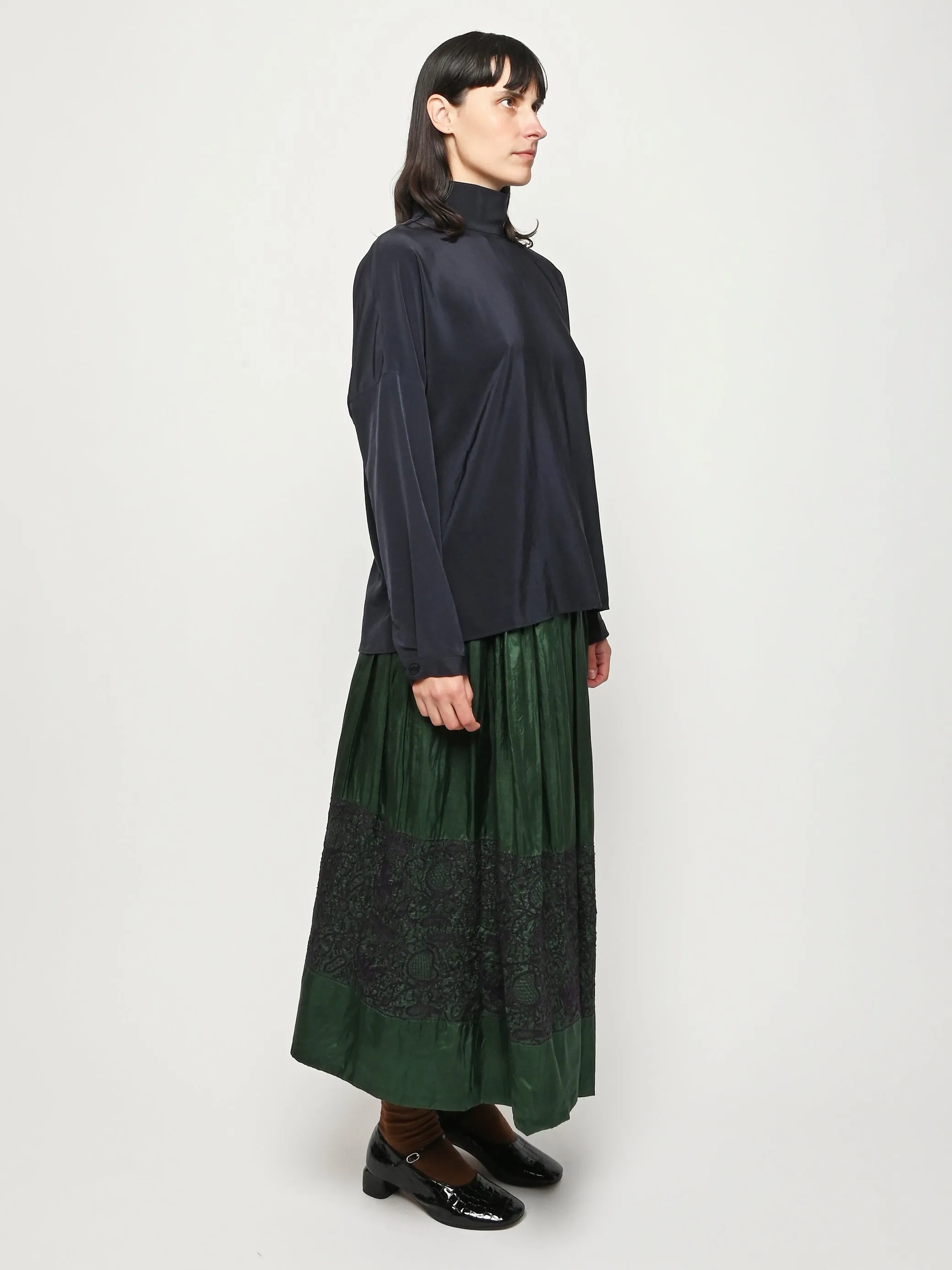 Navy Relaxed Suiting Funnel Neck Dolman Sleeve Top sold by Frances May Houseline product image thumbnail 5