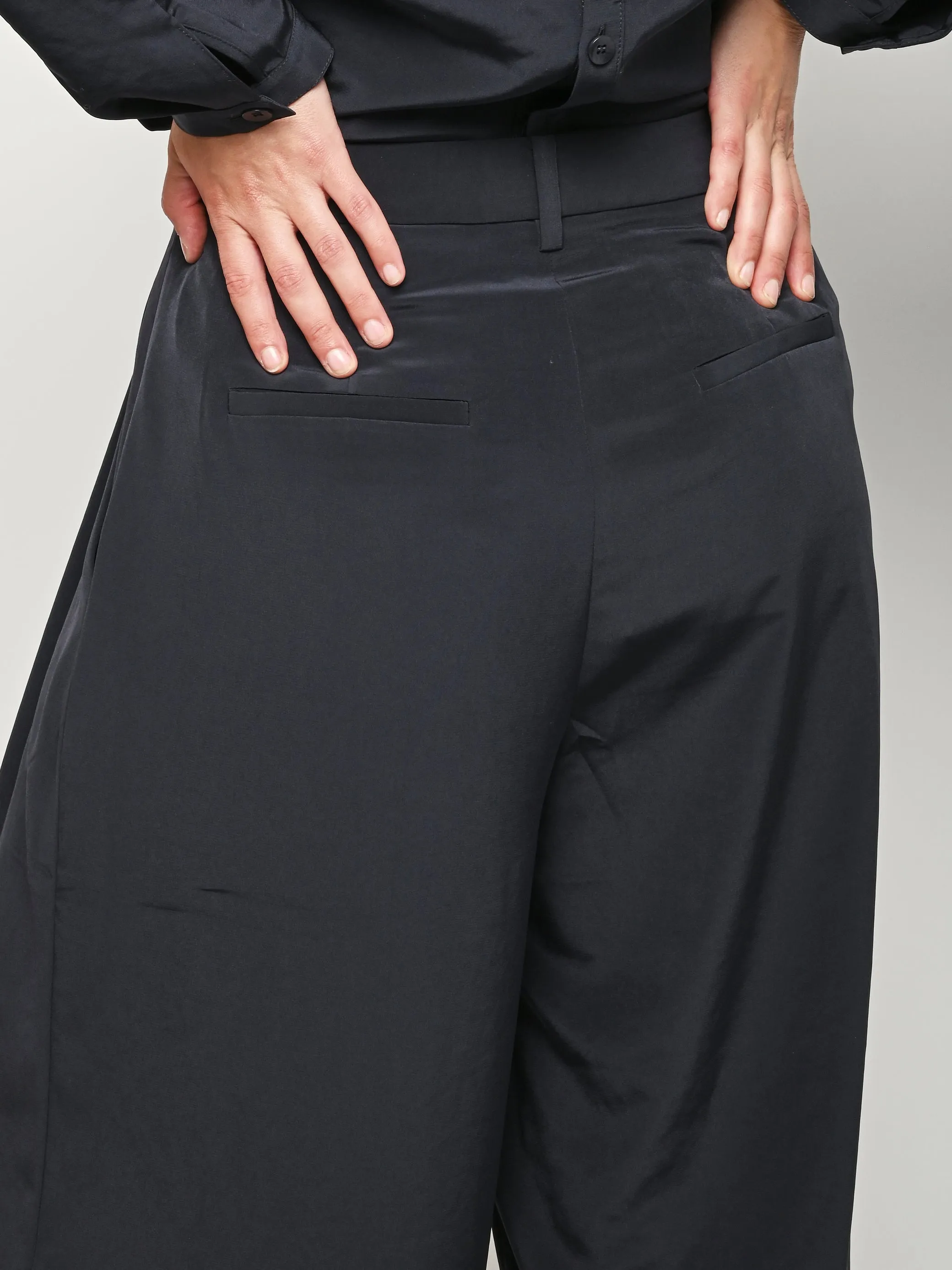 Navy Relaxed Suiting Triple Pleat Pant sold by Frances May Houseline product image thumbnail 4