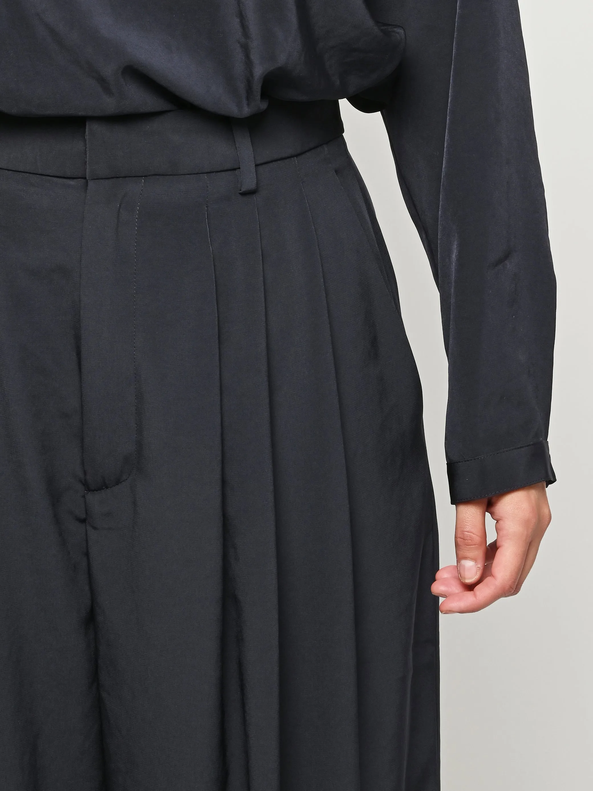 Navy Relaxed Suiting Triple Pleat Pant sold by Frances May Houseline product image thumbnail 5