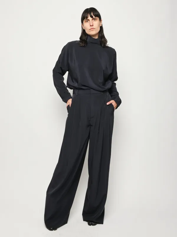 Navy Relaxed Suiting Triple Pleat Pant sold by Frances May Houseline