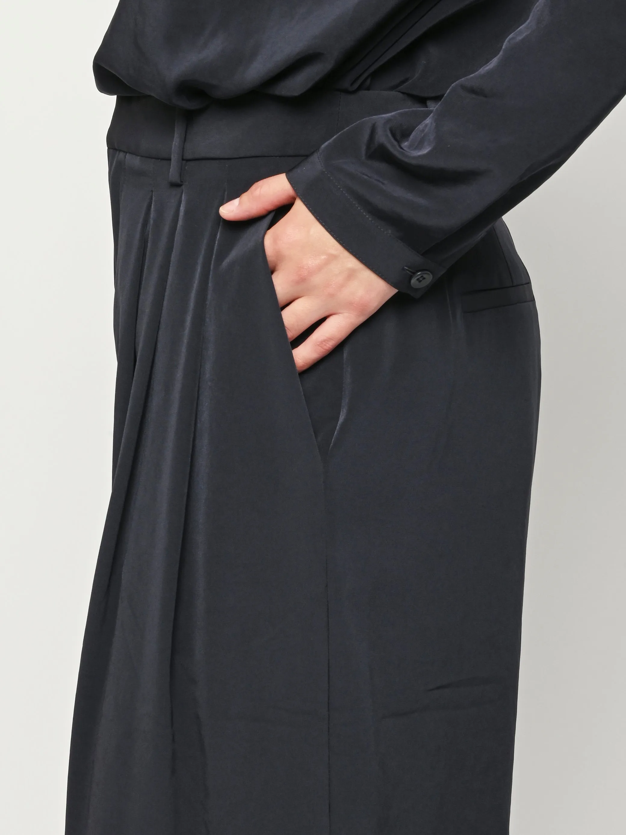 Navy Relaxed Suiting Triple Pleat Pant sold by Frances May Houseline product image thumbnail 3