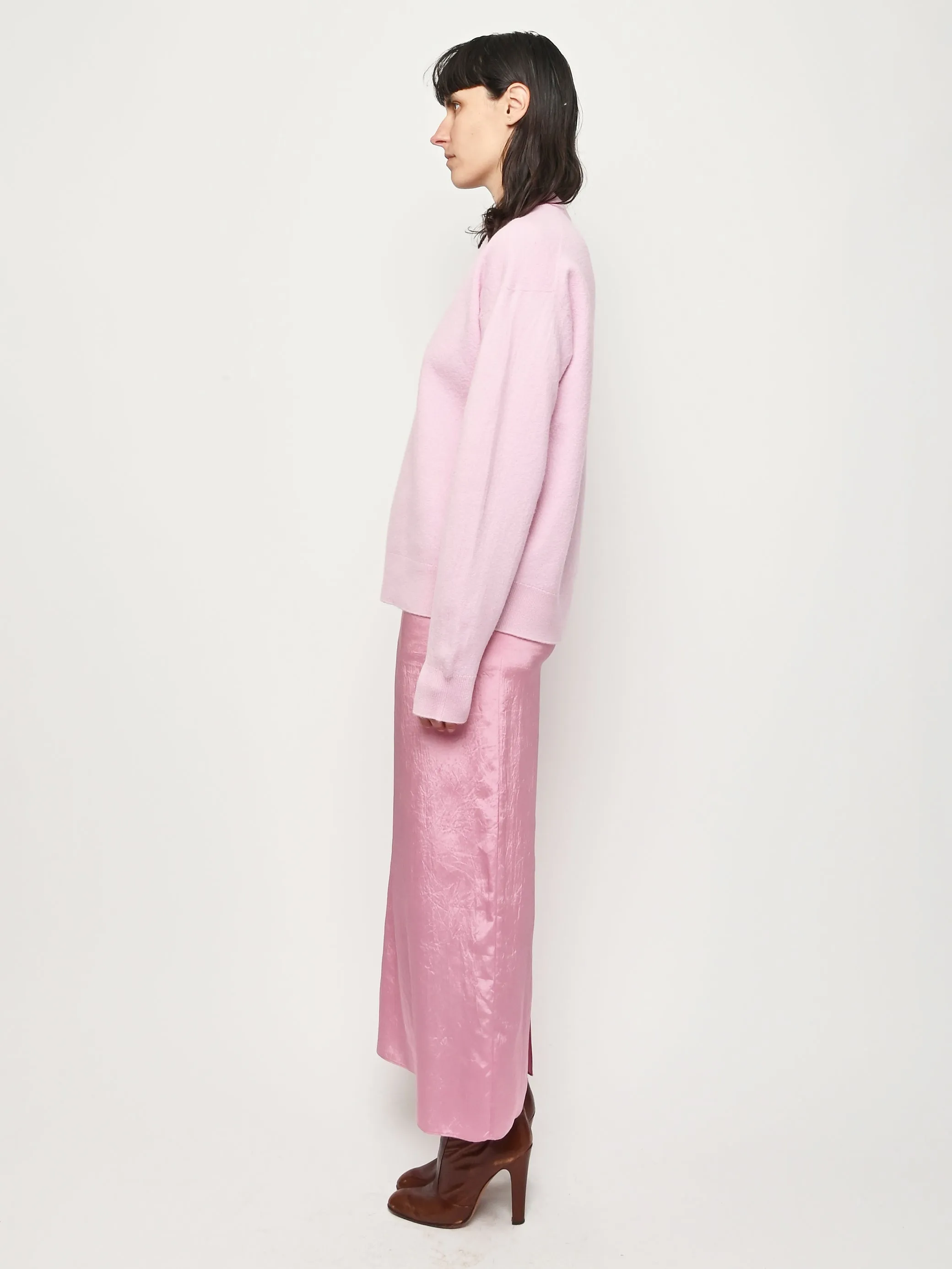 Pink Boiled Wool Crewneck Easy Pullover sold by Frances May Houseline product image thumbnail 5
