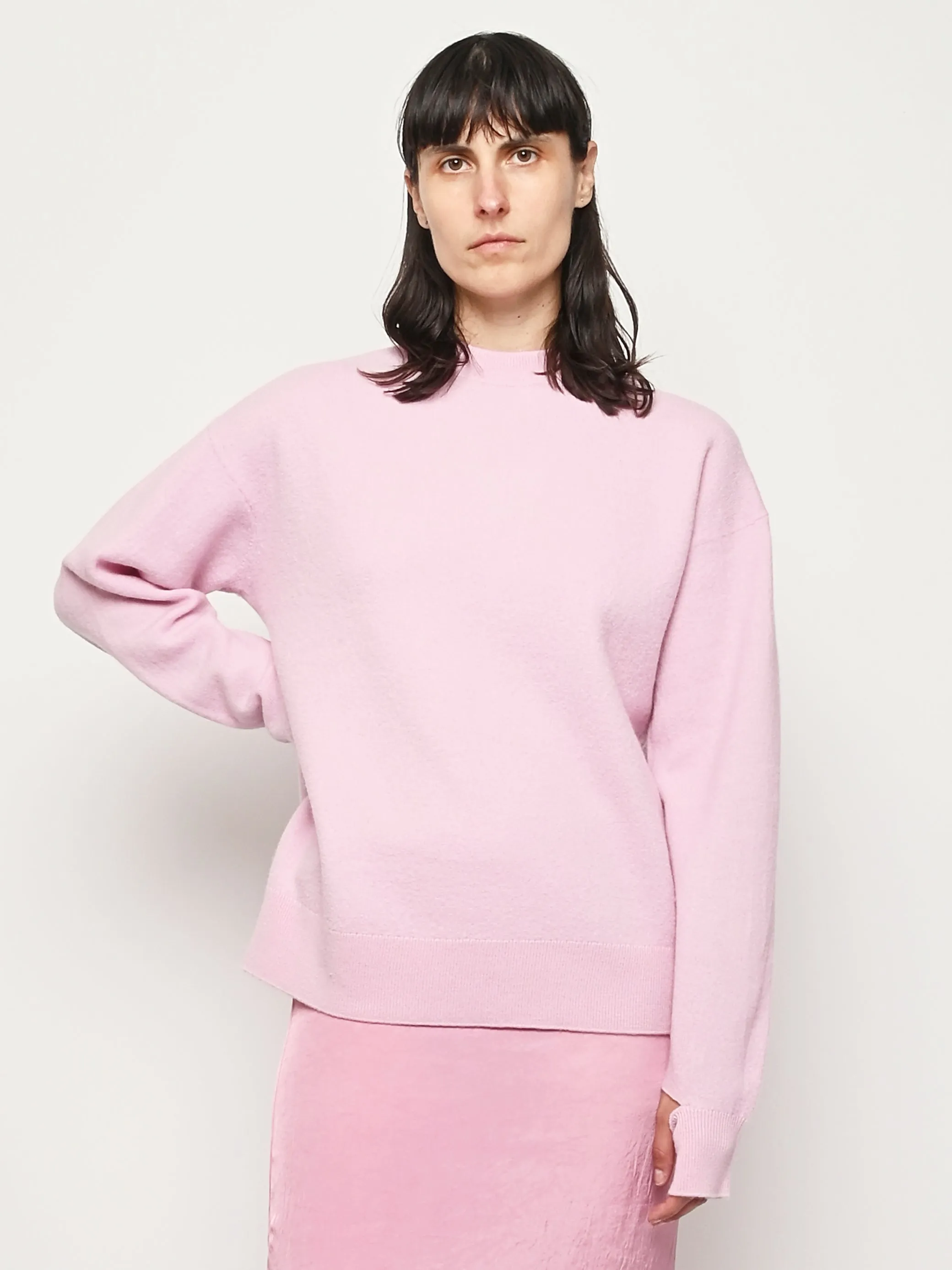 Pink Boiled Wool Crewneck Easy Pullover sold by Frances May Houseline product image thumbnail 2