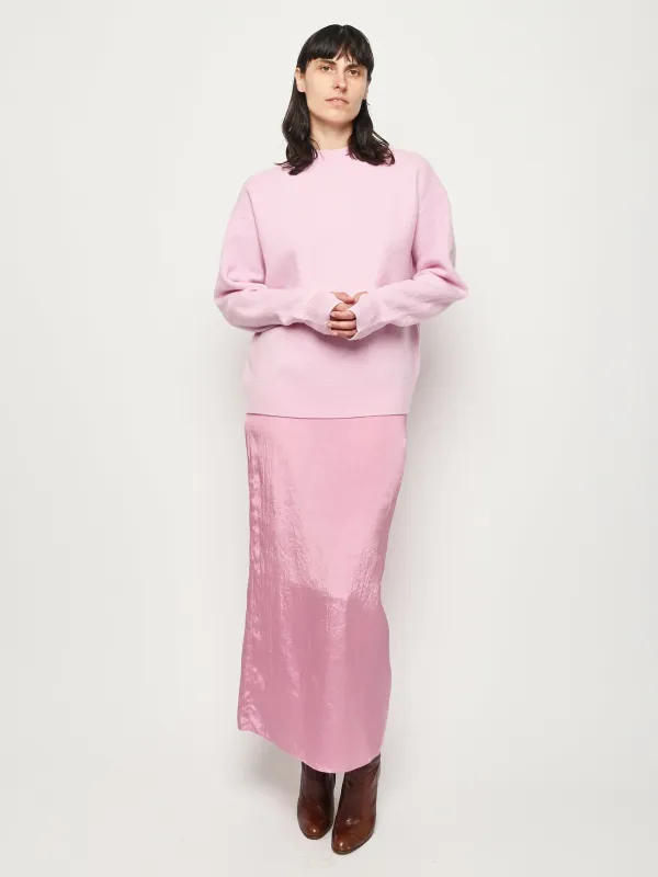 Pink Boiled Wool Crewneck Easy Pullover sold by Frances May Houseline