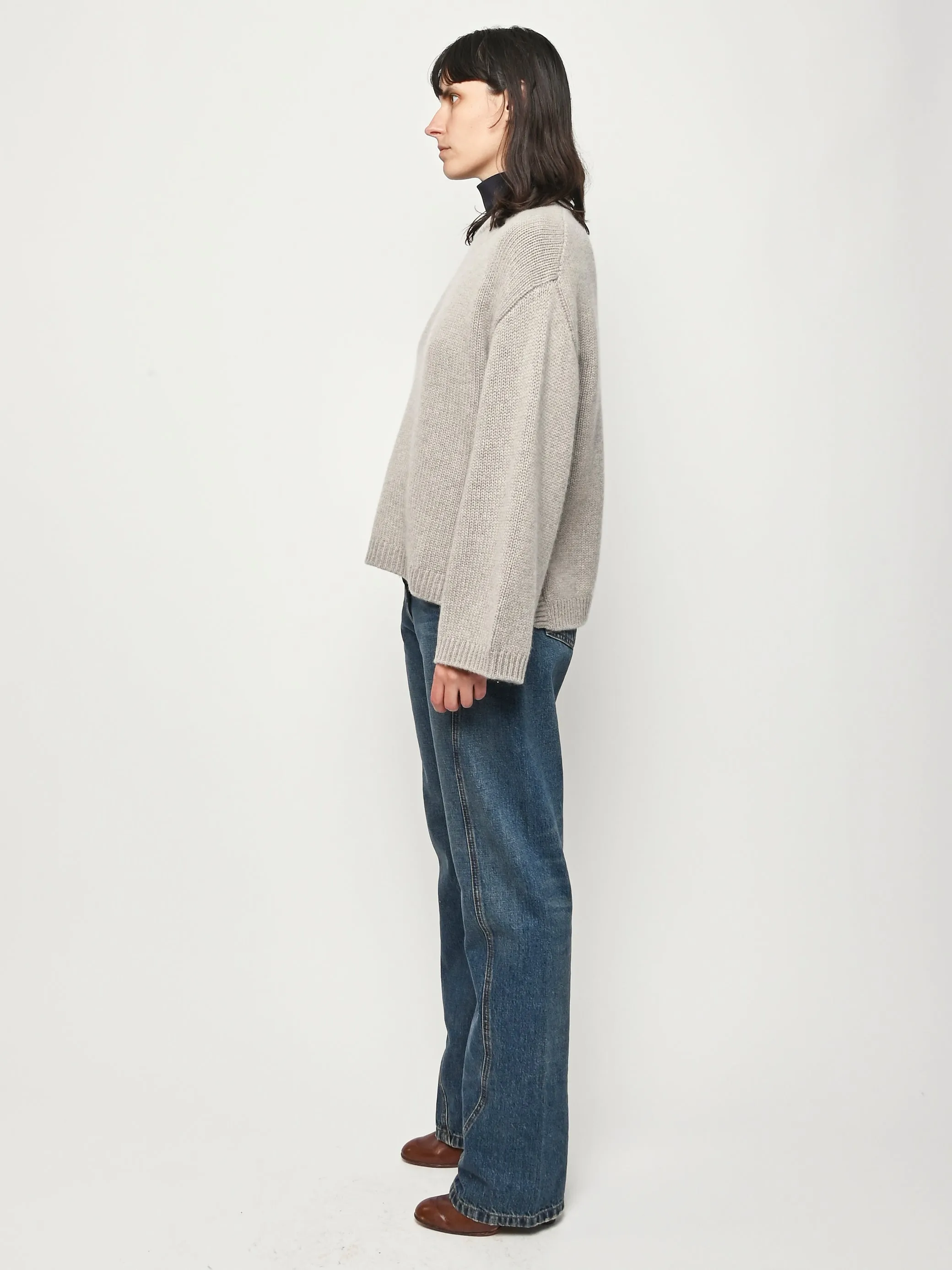 Greige Chunky Crewneck sold by Frances May Houseline product image thumbnail 5