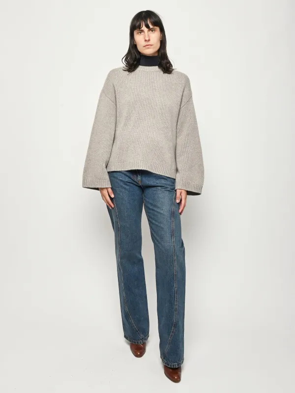 Greige Chunky Crewneck sold by Frances May Houseline