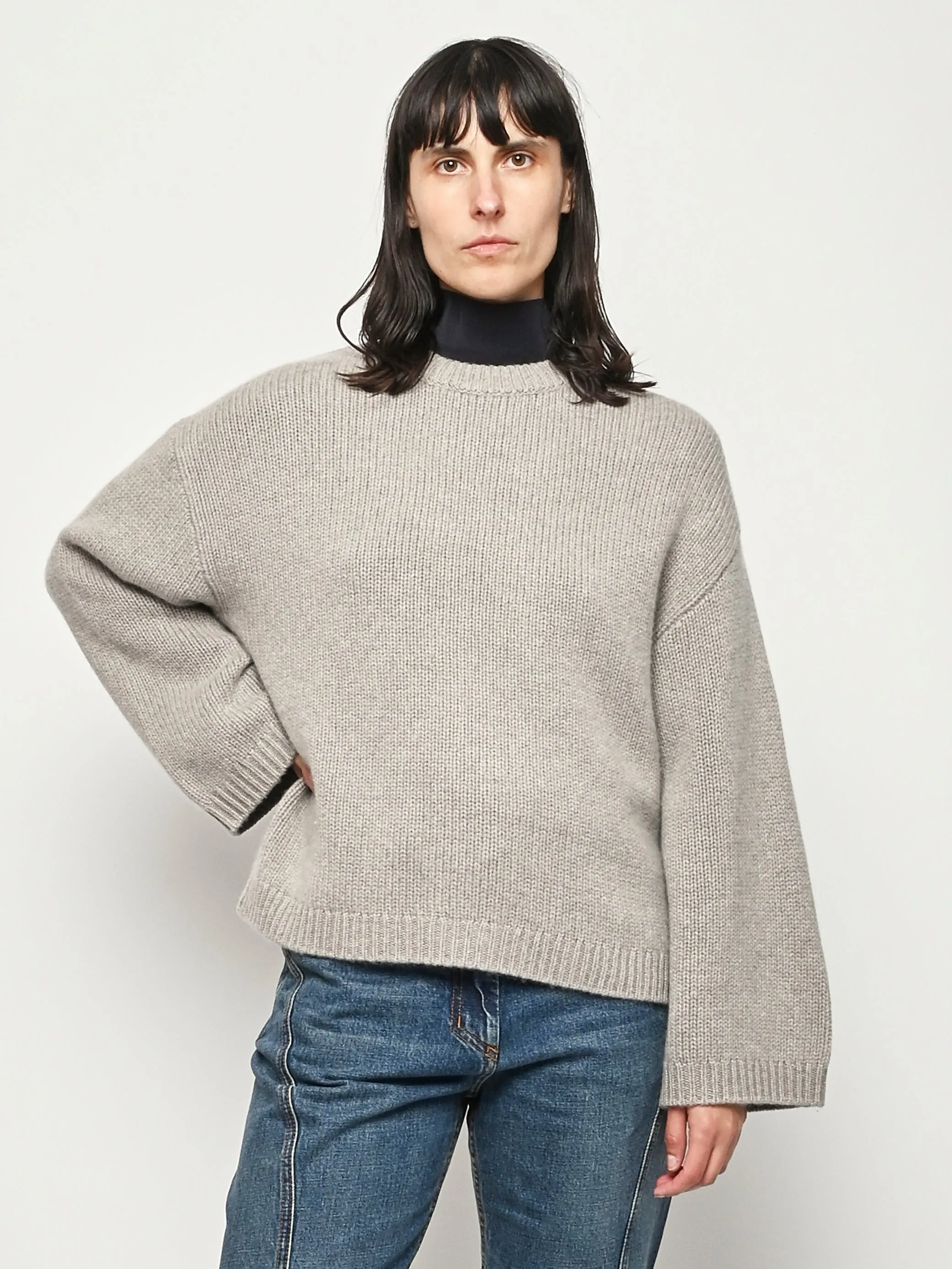 Greige Chunky Crewneck sold by Frances May Houseline product image thumbnail 2
