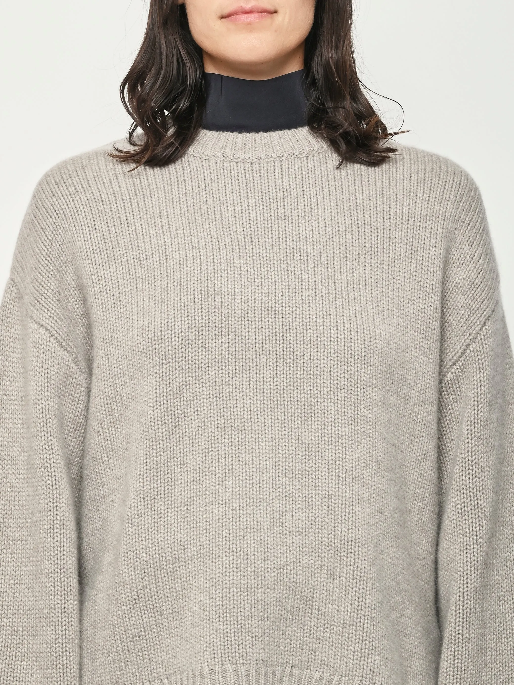 Greige Chunky Crewneck sold by Frances May Houseline product image thumbnail 3