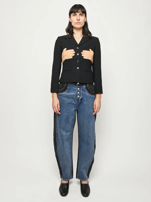 Black/Tan Glove Blazer sold by Frances May Houseline