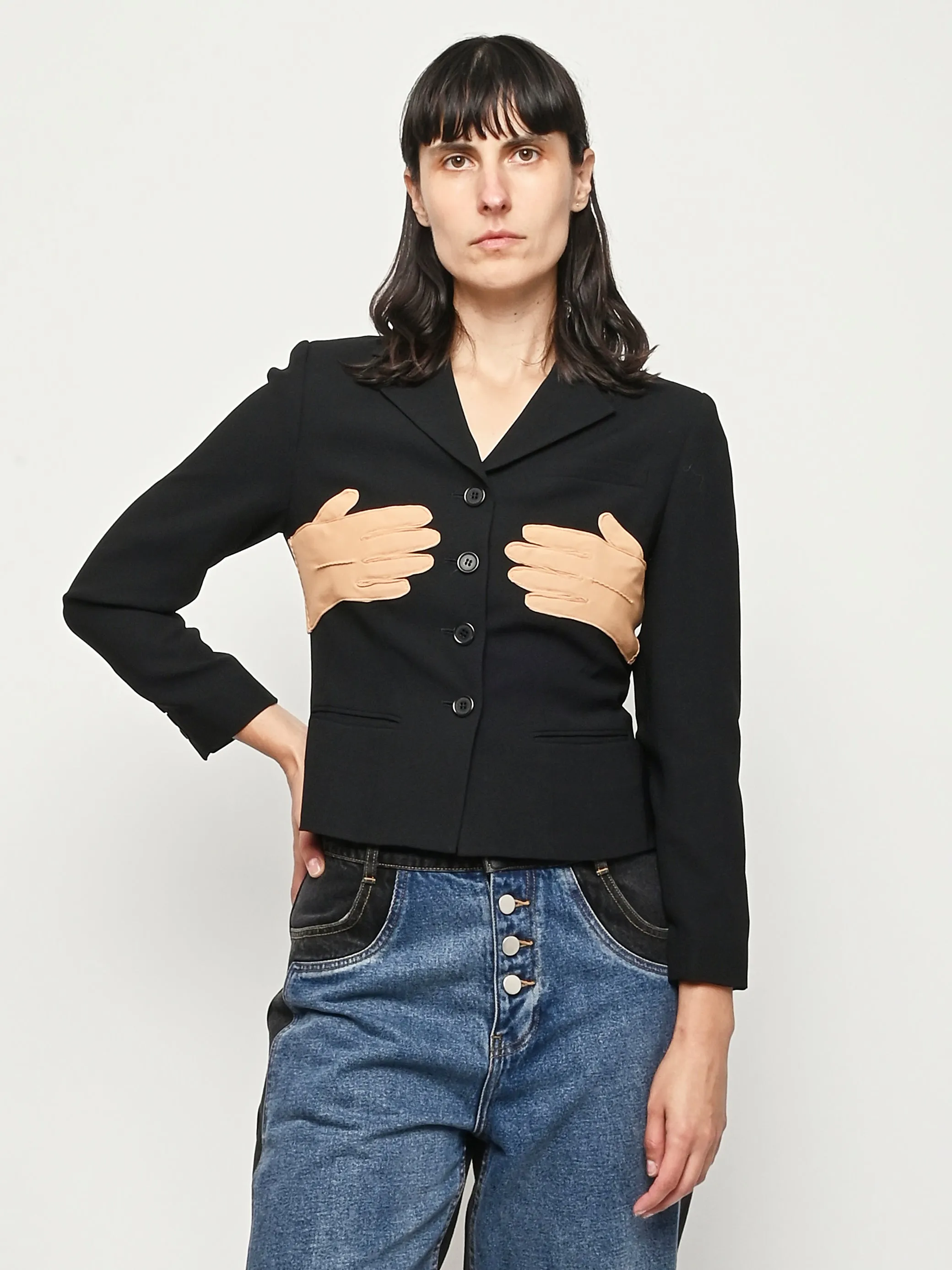 Black/Tan Glove Blazer sold by Frances May Houseline product image thumbnail 2