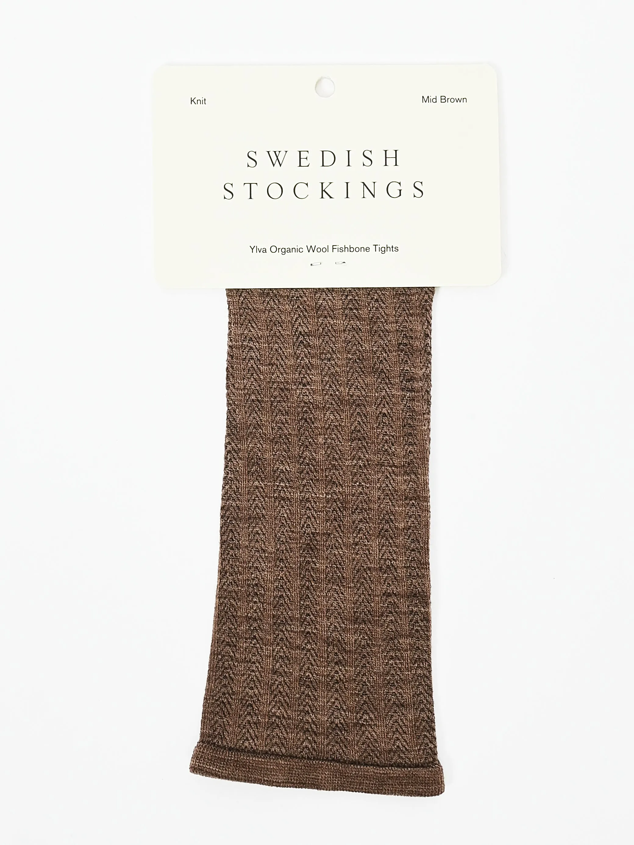 Mid Brown Knit Ylva Wool Fishbone Tights sold by Frances May Houseline product image thumbnail 5