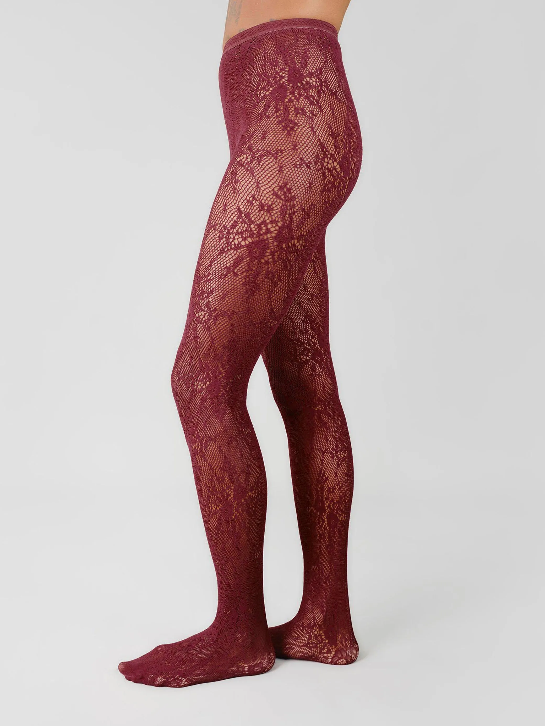 Deep Red Lace Rosa Tights sold by Frances May Houseline product image thumbnail 2