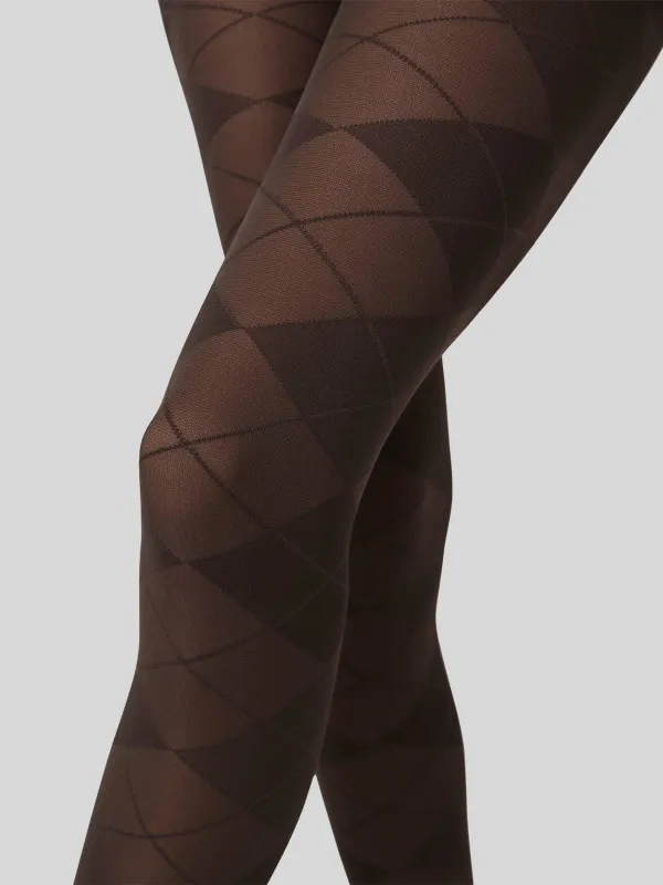 50 Den Dark Brown Rebecka Argyle Tights made by SWEDISH STOCKINGS