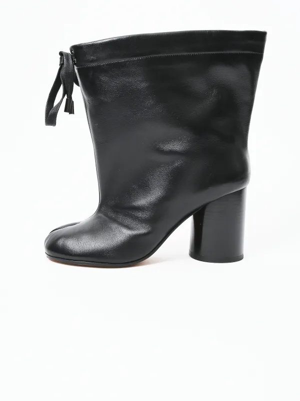 Black Tabi Drawstring Ankle Boots sold by Frances May Houseline