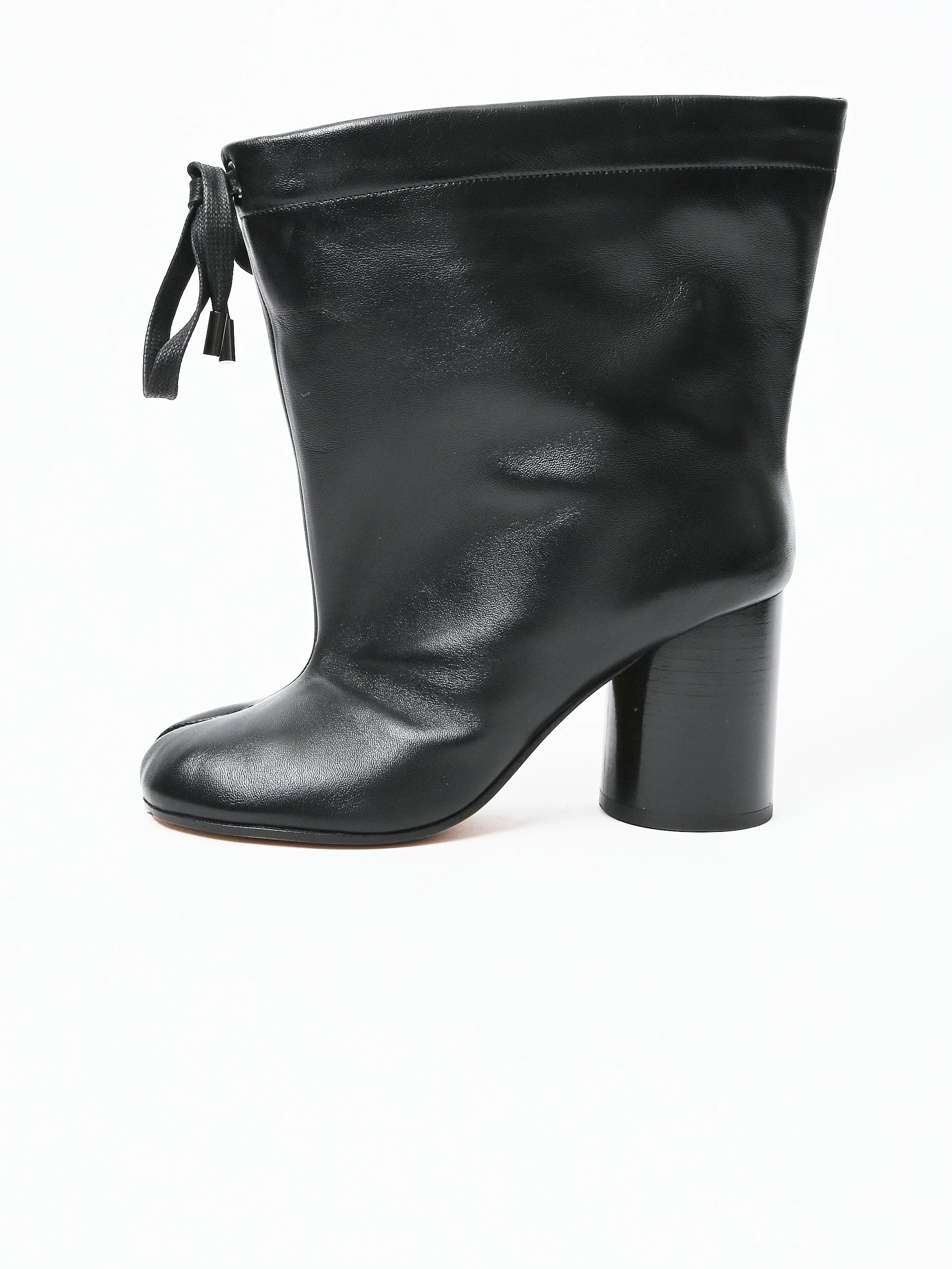 Black Tabi Drawstring Ankle Boots sold by Frances May Houseline
