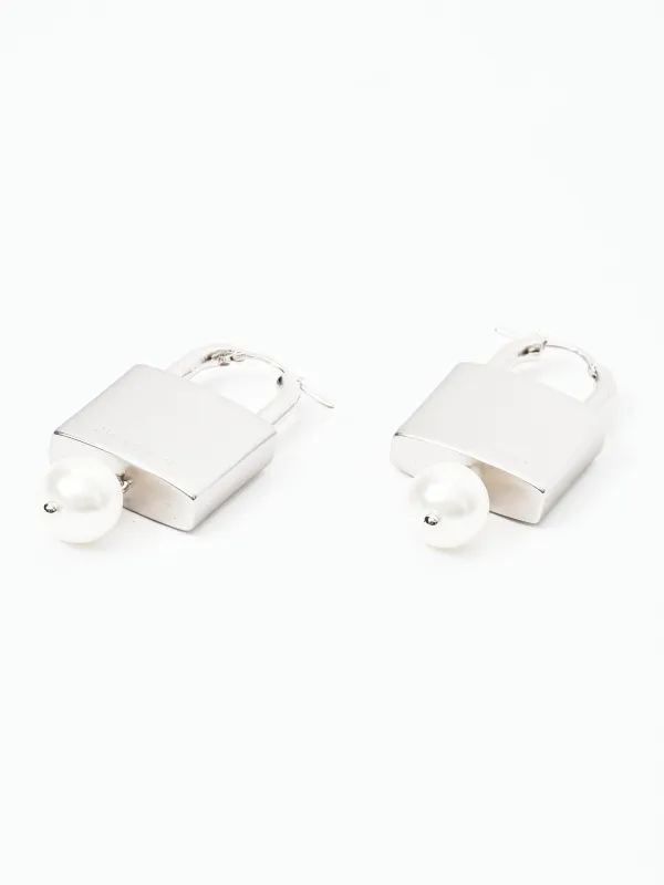 Pearl Padlock Earrings made by Simone Rocha