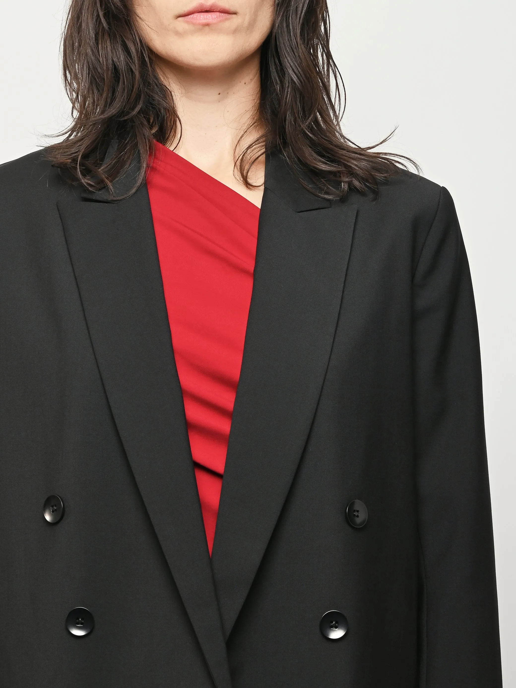 Black Recycled Tropical Wool Blazer W/Back Belt sold by Frances May Houseline product image thumbnail 3
