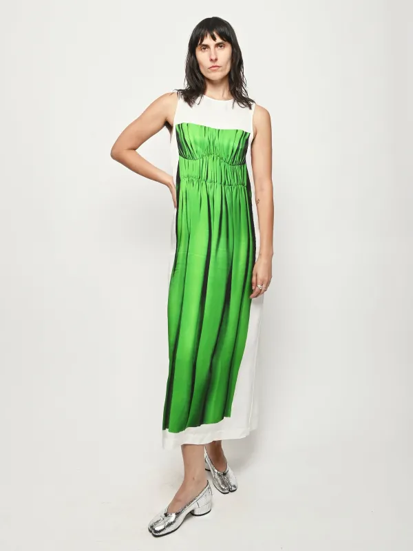 Green/Multi Trompe L'Oleil Dress sold by Frances May Houseline