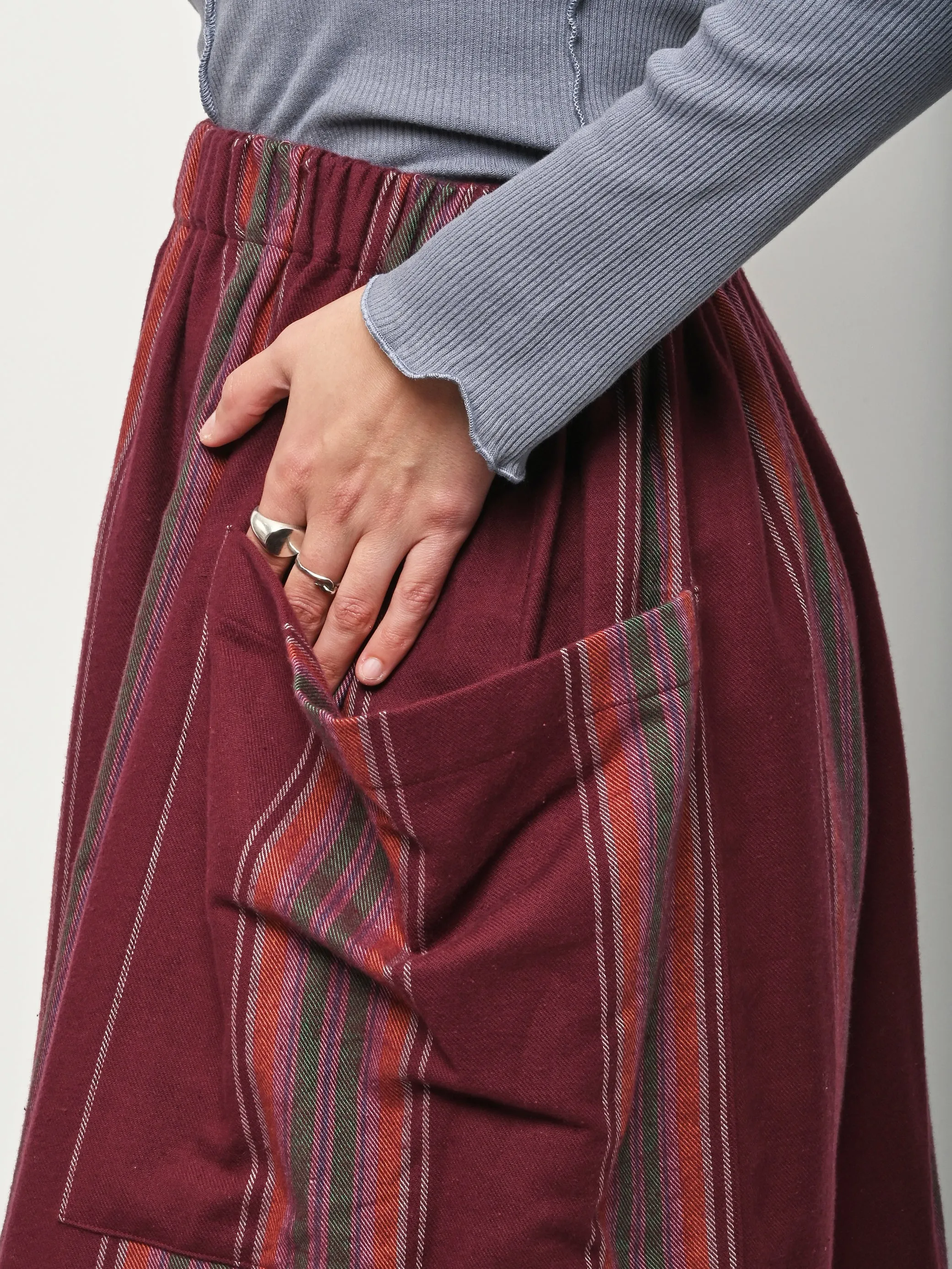 Maroon Stripe Snell Skirt sold by Frances May Houseline product image thumbnail 3