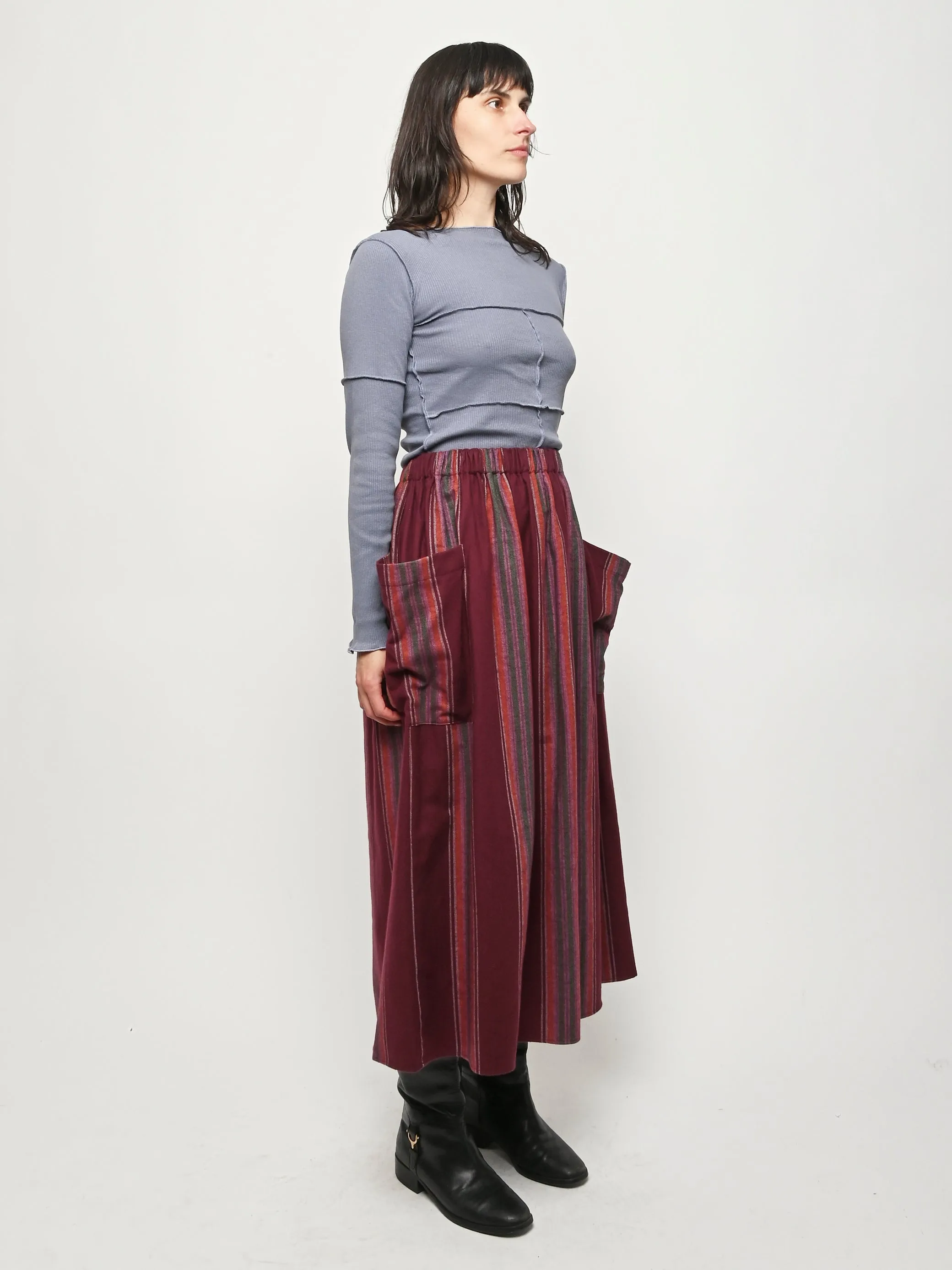Maroon Stripe Snell Skirt sold by Frances May Houseline product image thumbnail 4