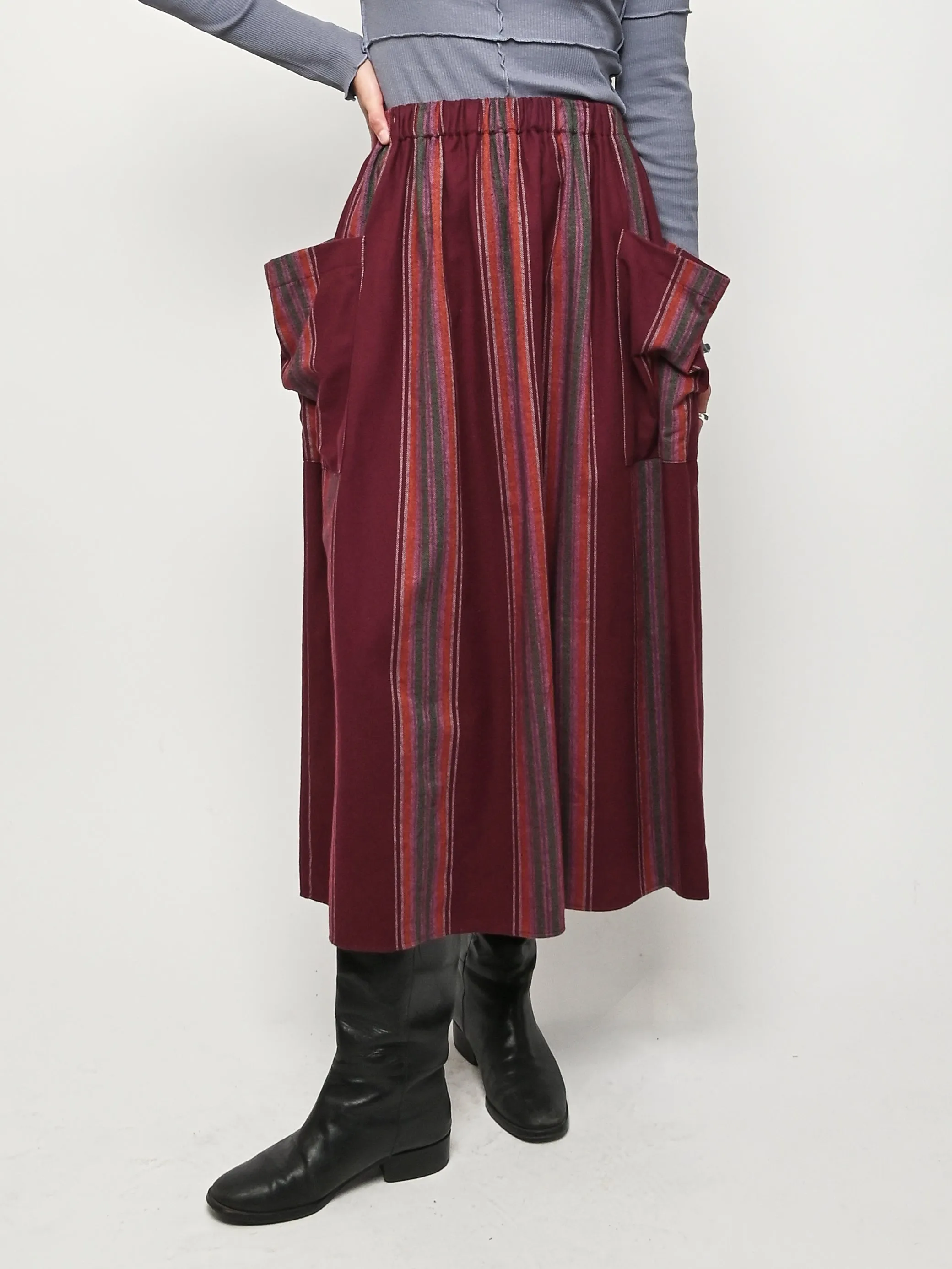 Maroon Stripe Snell Skirt sold by Frances May Houseline product image thumbnail 2