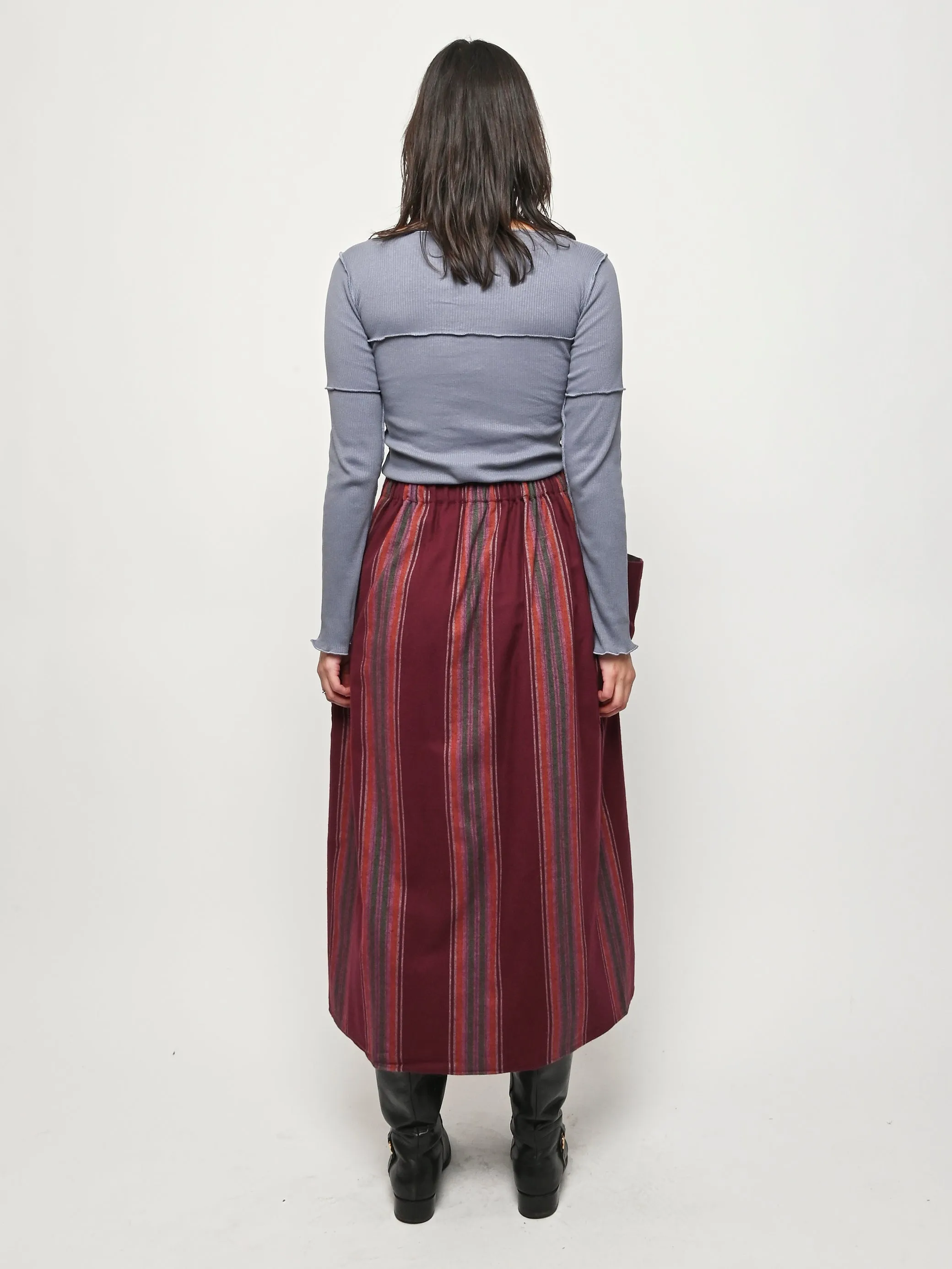 Maroon Stripe Snell Skirt sold by Frances May Houseline product image thumbnail 5