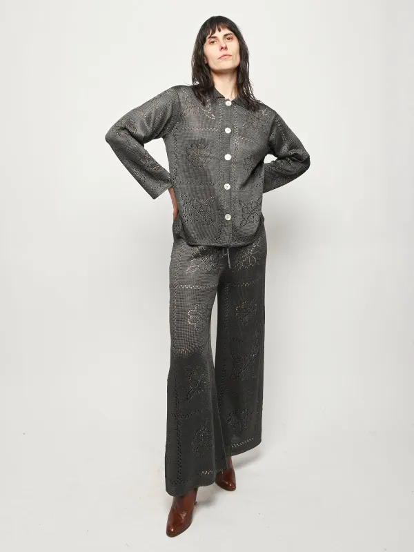 Charcoal Floral Tile Pant made by Frances May Houseline