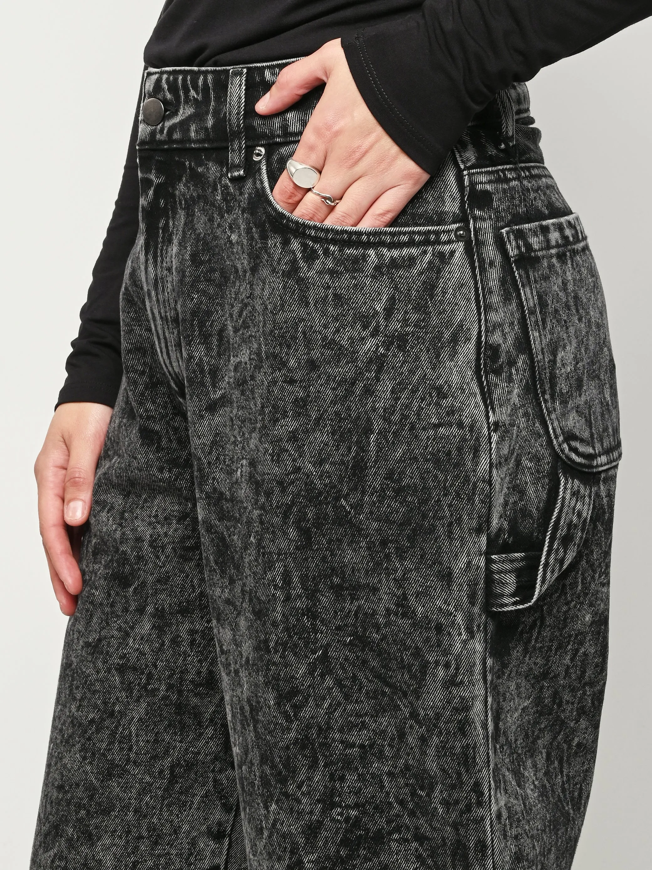 Black Acid Wash Drop Oversize Jeans sold by Frances May Houseline product image thumbnail 4