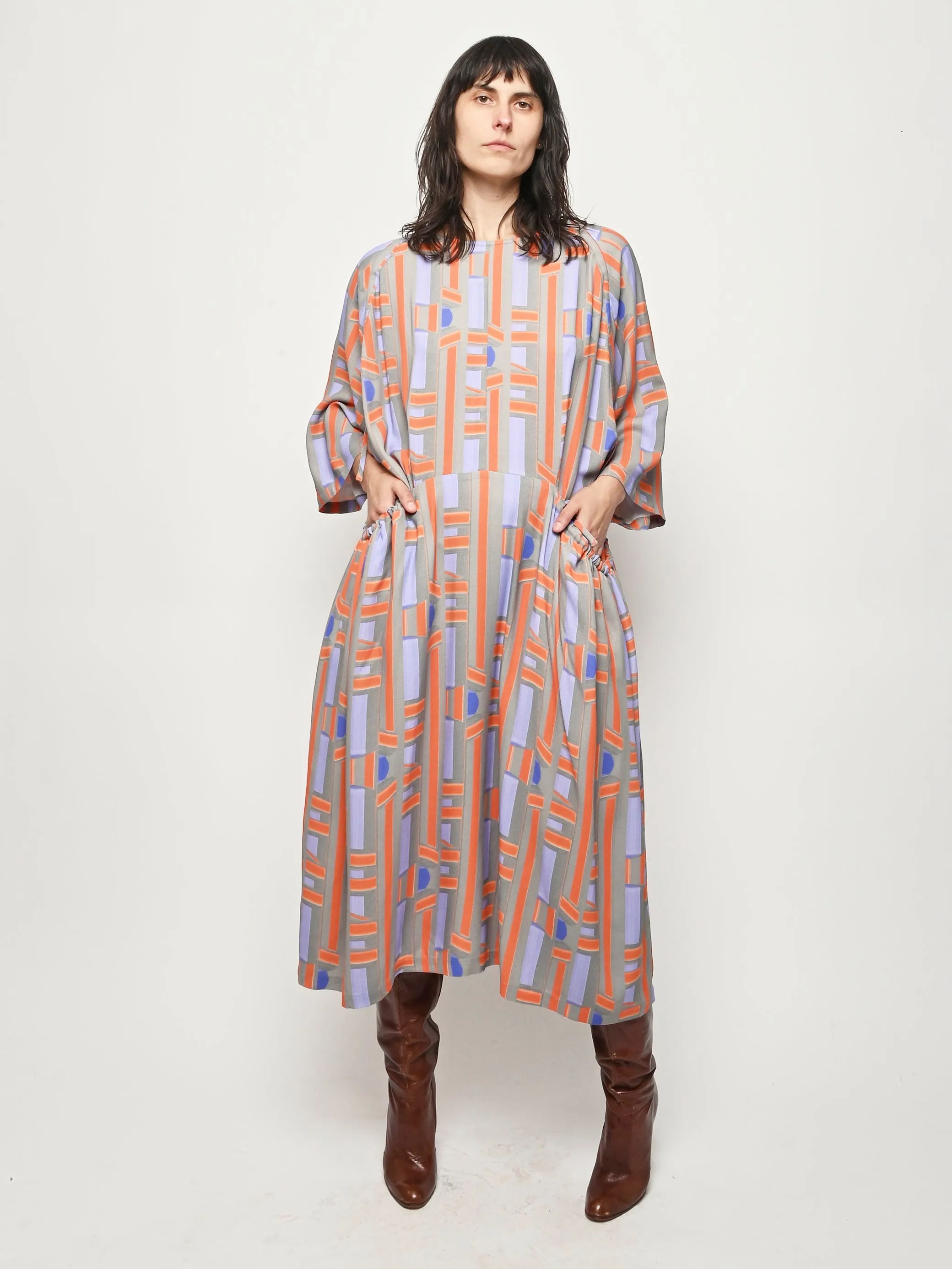 Painted Stripes Pull Dress sold by Frances May Houseline