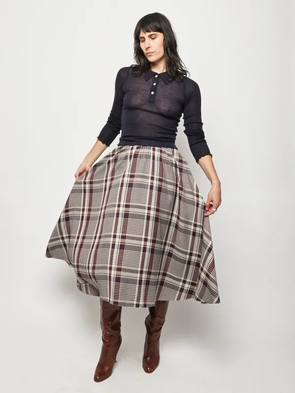Burgundy/White Plaid Lee Skirt made by No. 6