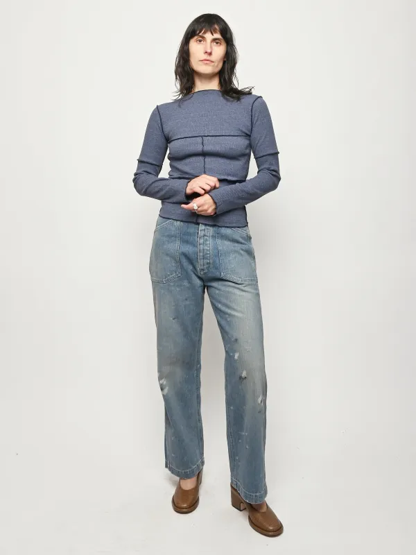 Dark Denim Cinder Long Sleeve Tee sold by Frances May Houseline