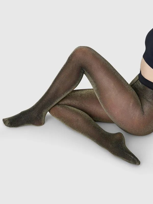 20 Den Black/Gold Tora Shimmery Tights sold by Frances May Houseline